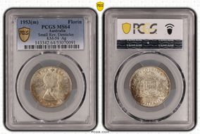 1953(m) Florin Small Rev. Denticles KM-54  Ag MS64