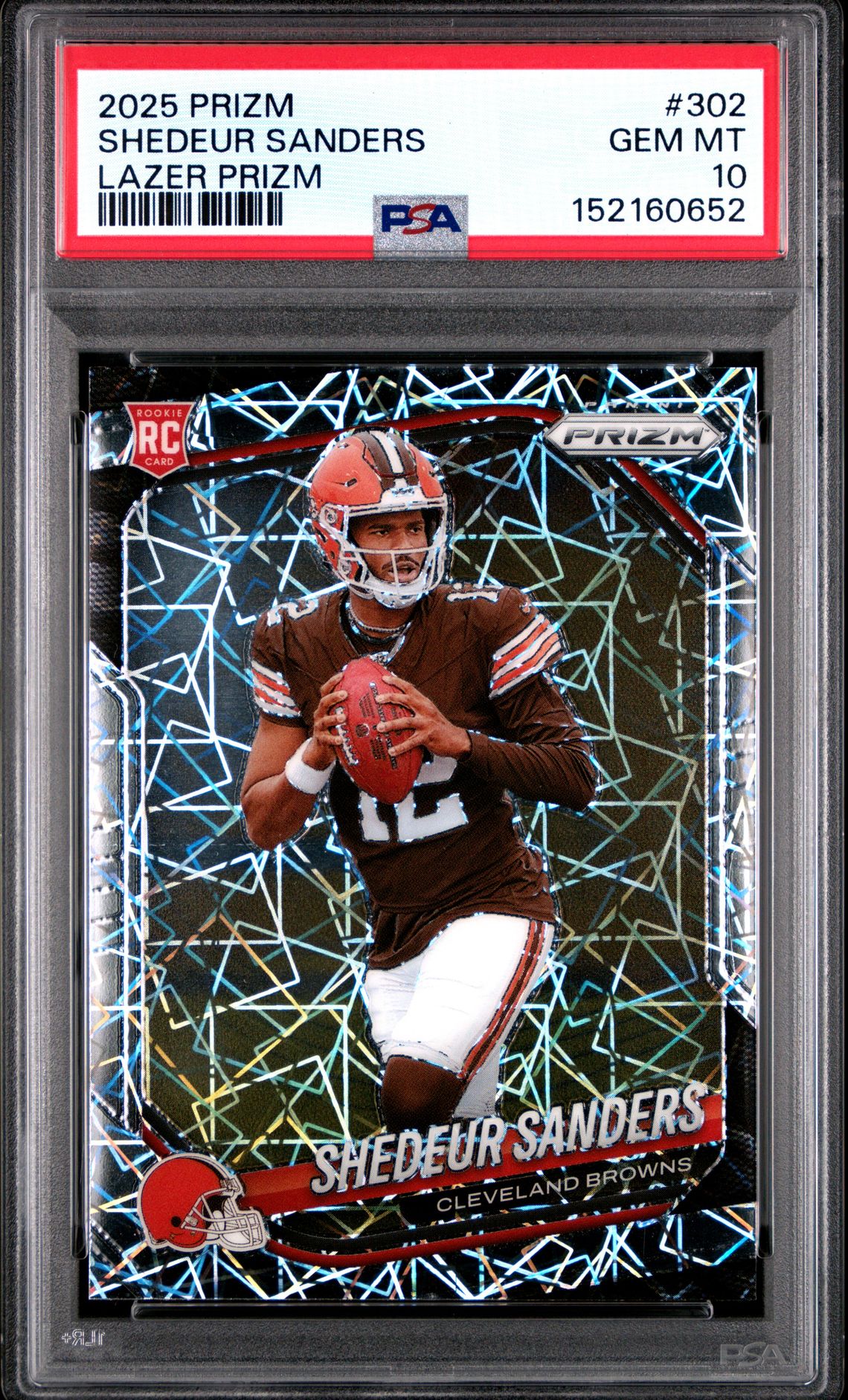 2025 PANINI PRIZM SHEDEUR SANDERS LAZER PRIZM 302 GEM MT 10 front