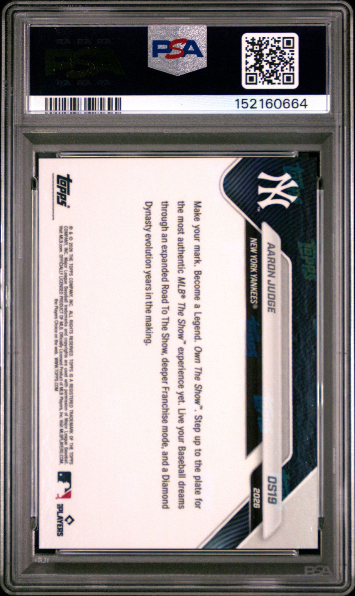 2026 Topps Now Offseason Aaron Judge #Os19 Gem Mt 10 back