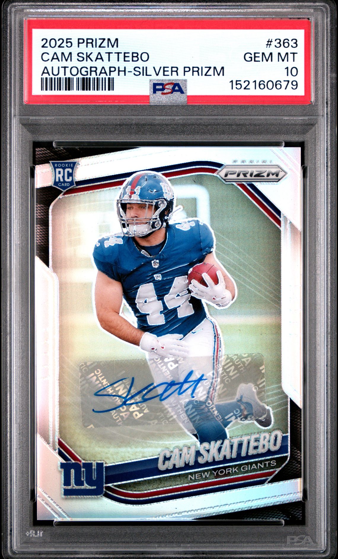 2025 Panini Prizm Cam Skattebo #363 (Autograph-Silver Prizm) Gem Mt 10 front
