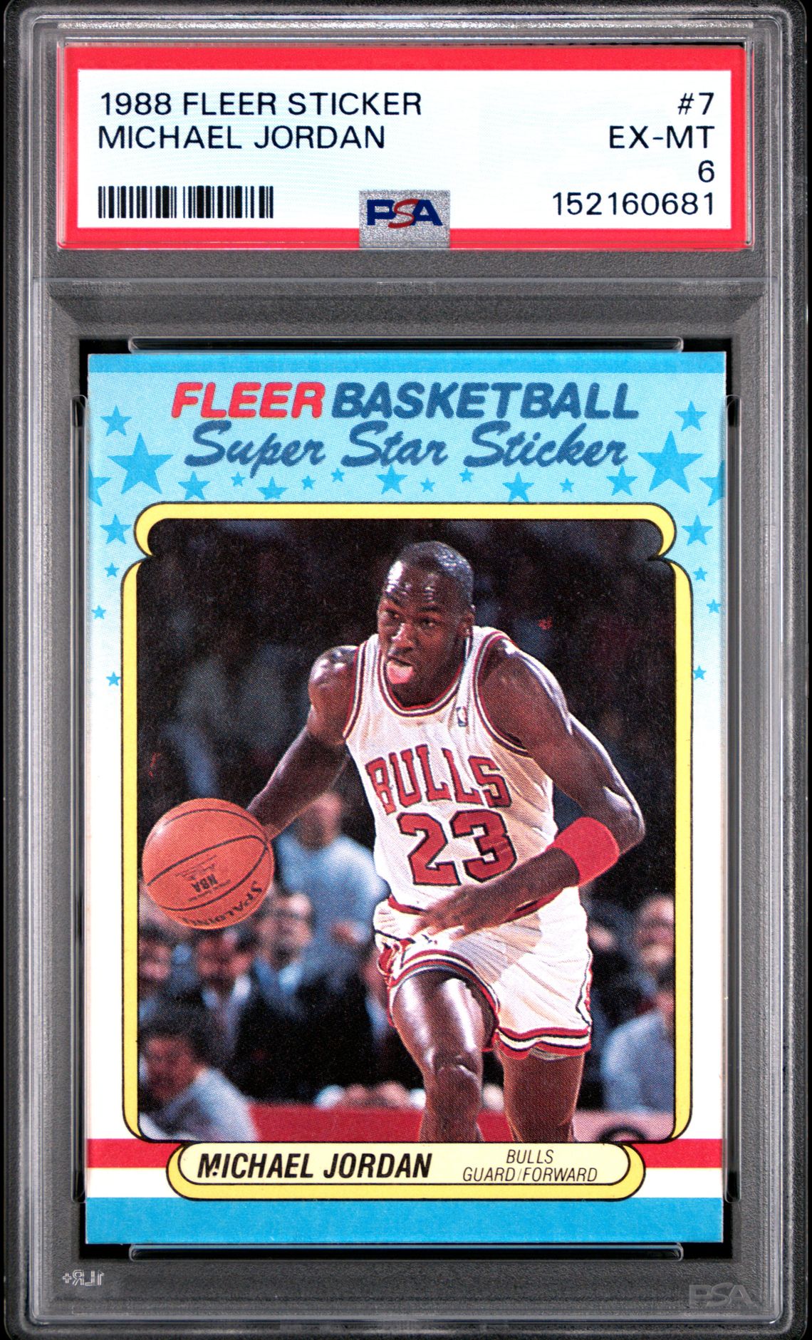 1988 Fleer Sticker Michael Jordan #7 Ex-Mt 6 front