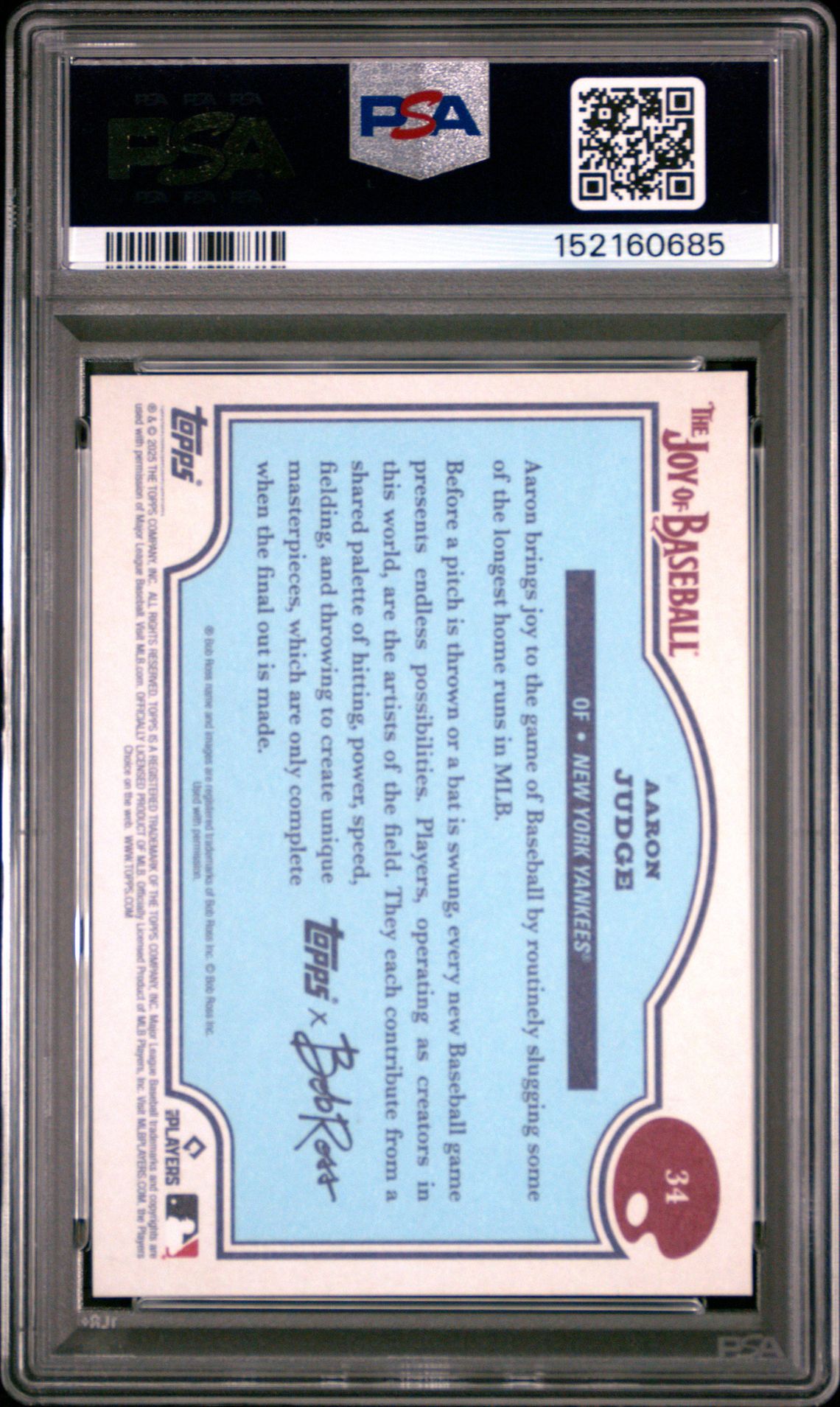 2025 Topps X Bob Ross The Joy Of Baseball Aaron Judge #34 Gem Mt 10 back