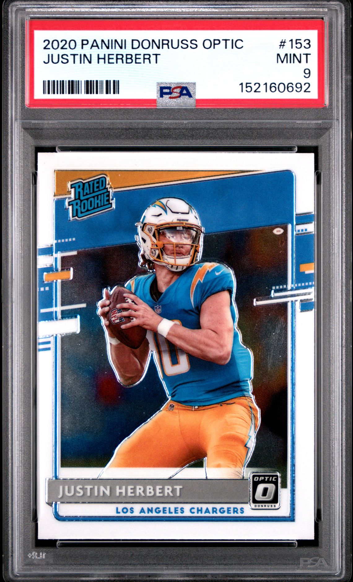 2020 Panini Donruss Optic Justin Herbert #153 Mint 9 front