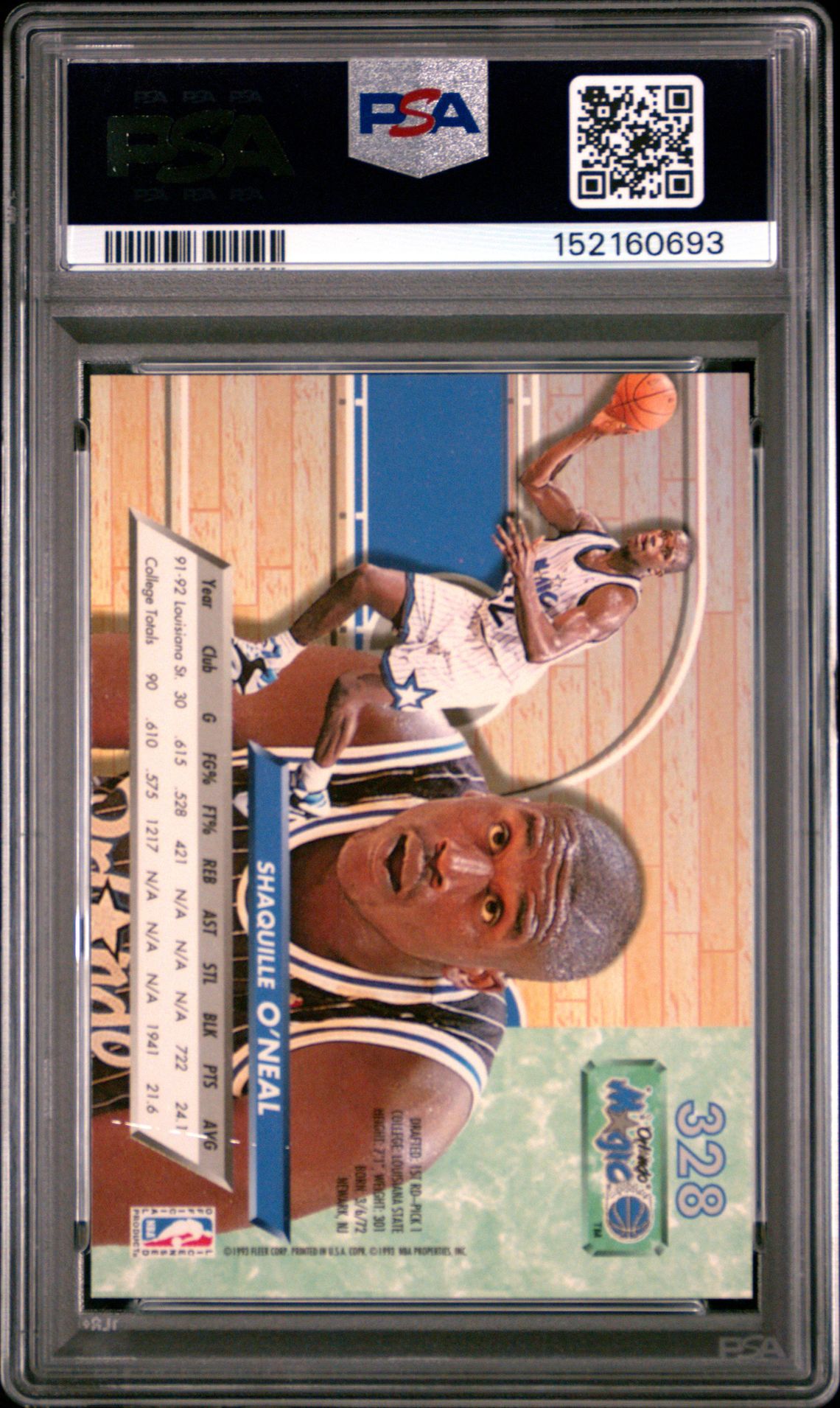 1992 Ultra Shaquille O'neal #328 Mint 9 back
