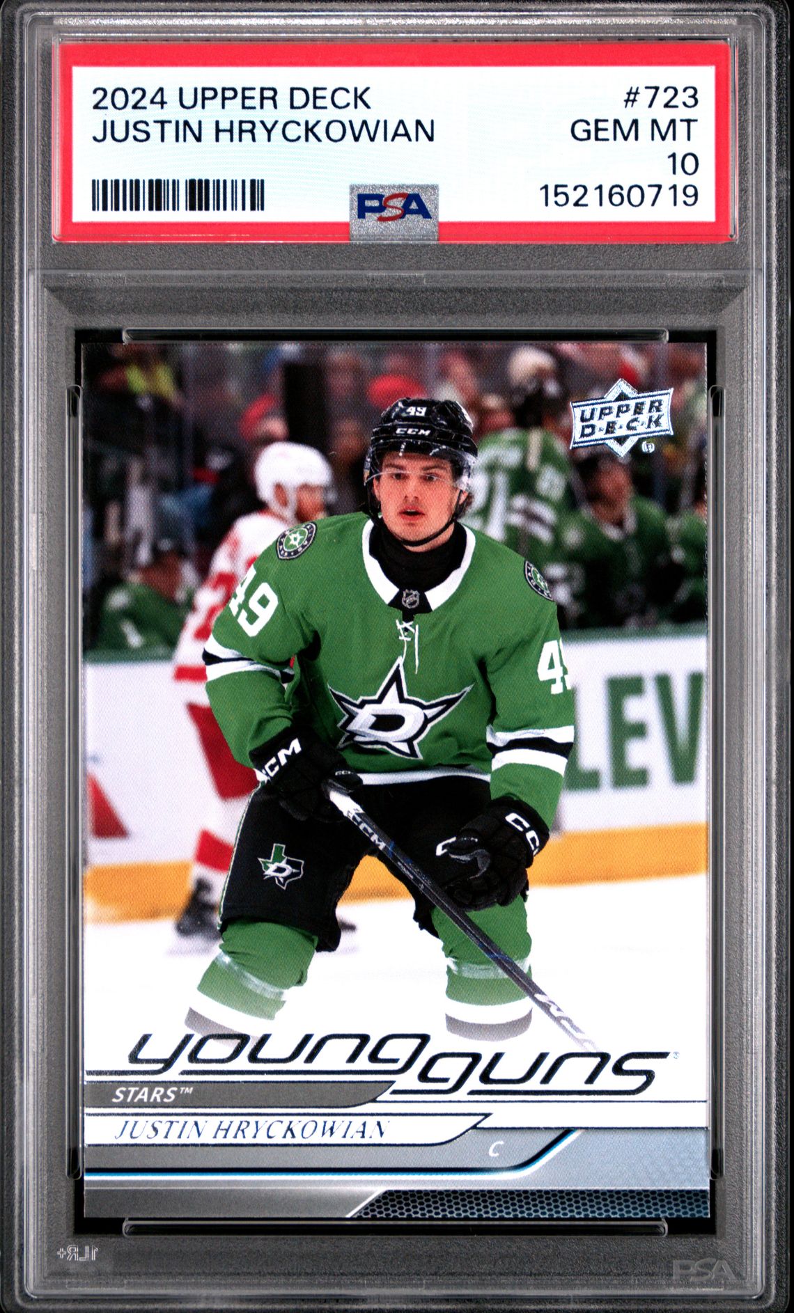 2024 Upper Deck Justin Hryckowian #723 Gem Mt 10 front view - PSA graded GEM MT 10