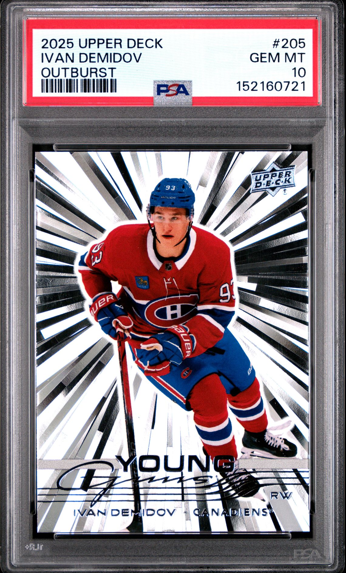 2025 Upper Deck Ivan Demidov #205 (Outburst) Gem Mt 10 front