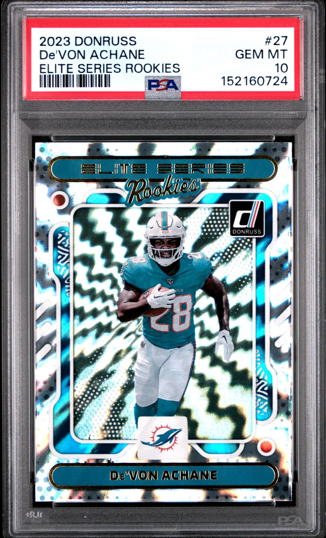 2023 Panini Donruss Elite Series Rookies De'von Achane #27 Gem Mt 10 front