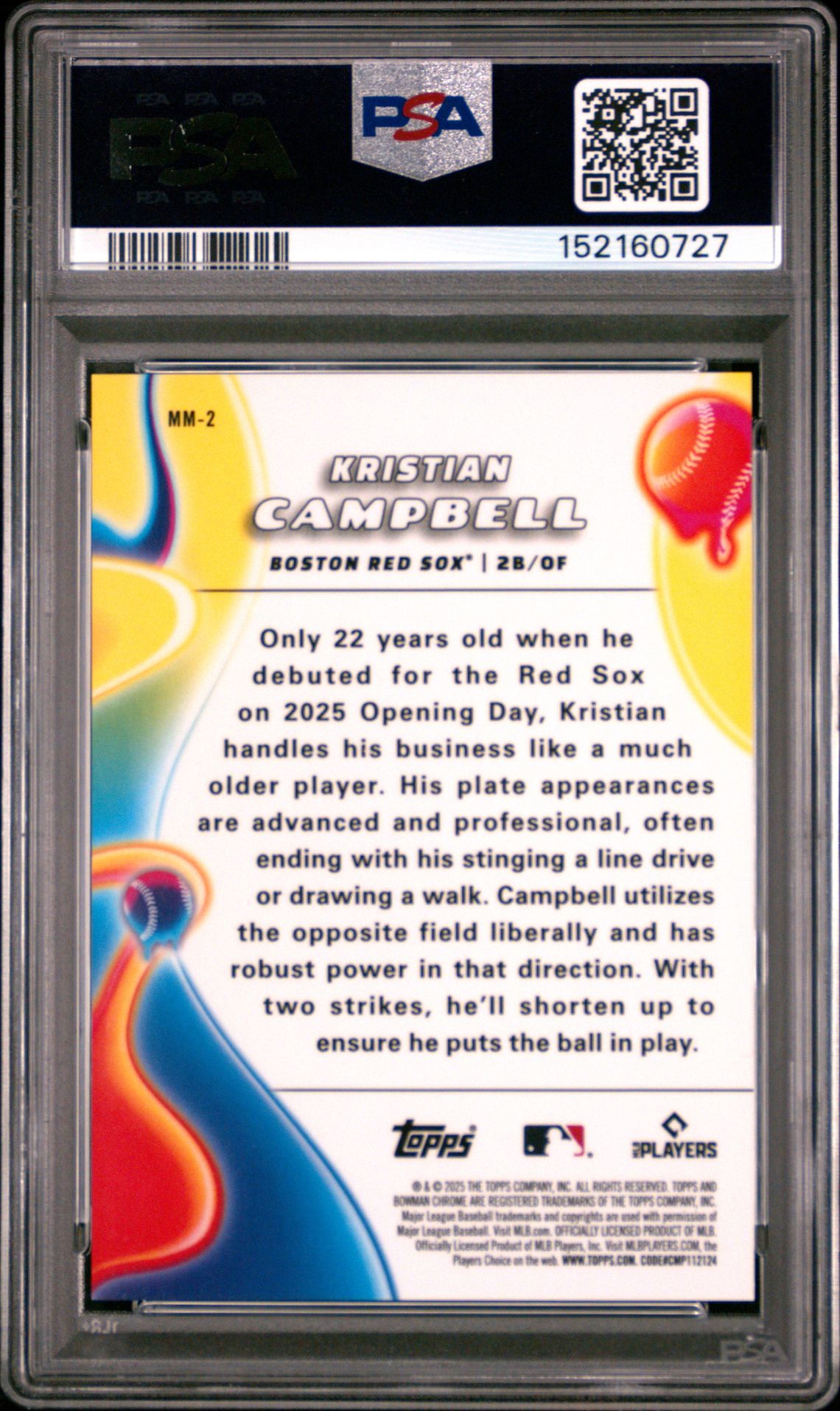 2025 Bowman Chrome Melt Mashers Kristian Campbell #Mm-2 (Melt Mashers-Mini Diamond) Mint 9 back