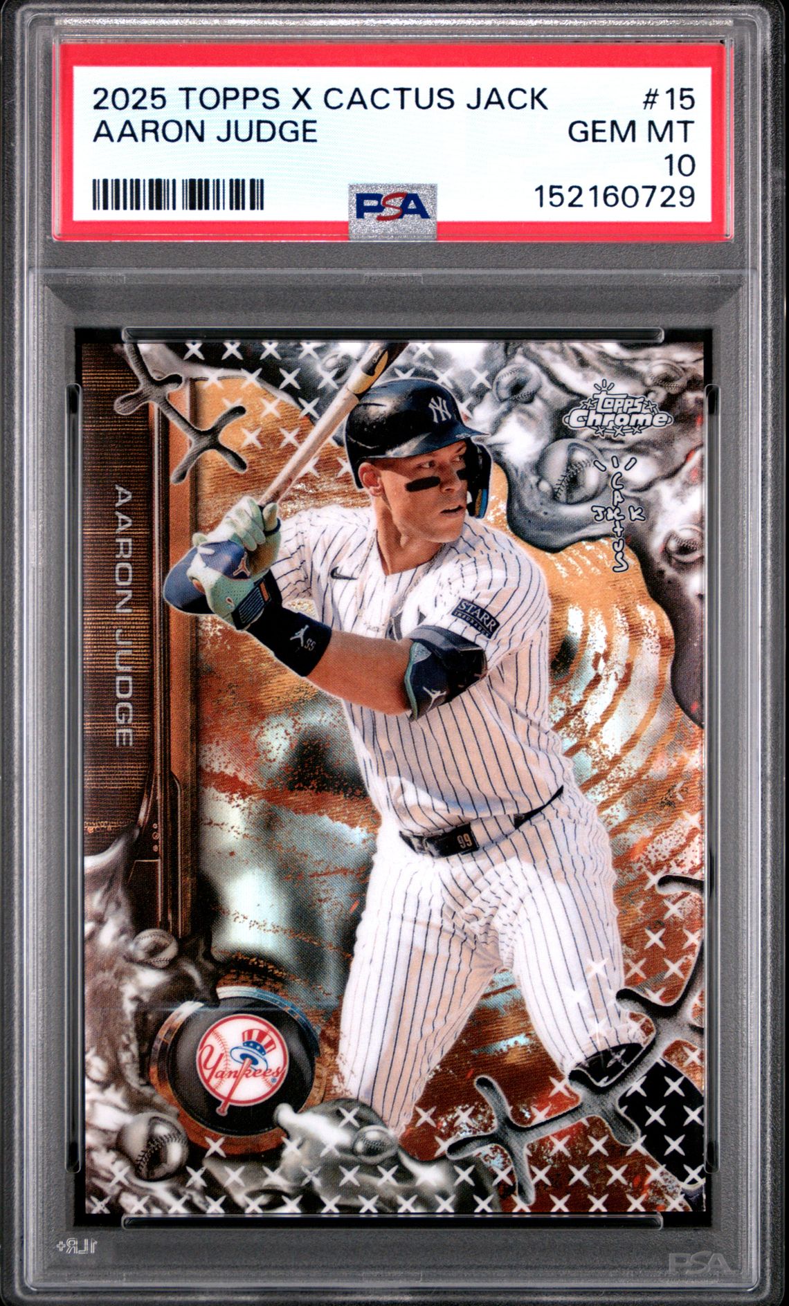 2025 Topps Chrome X Cactus Jack Aaron Judge #15 Gem Mt 10 front