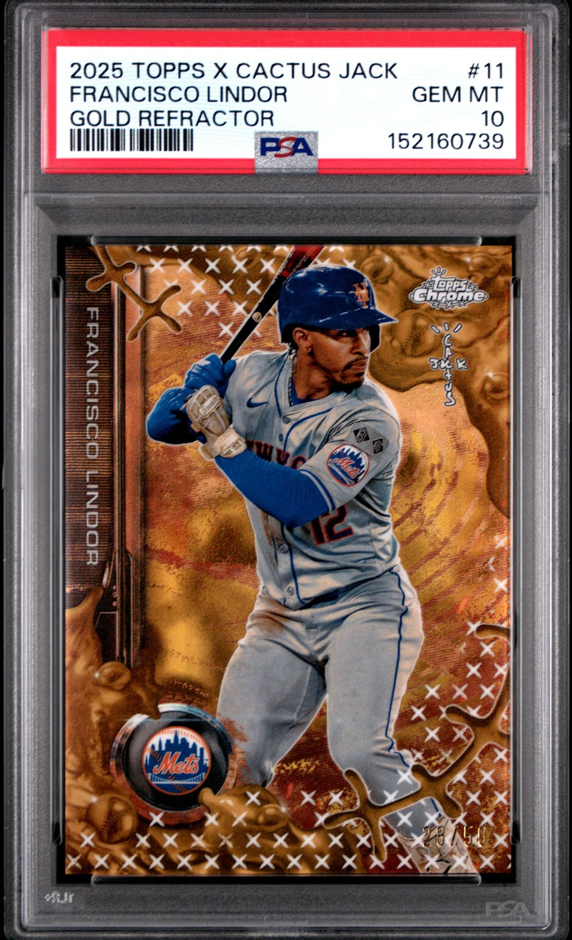 2025 Topps Chrome X Cactus Jack Francisco Lindor #11 (Gold Refractor) Gem Mt 10 front