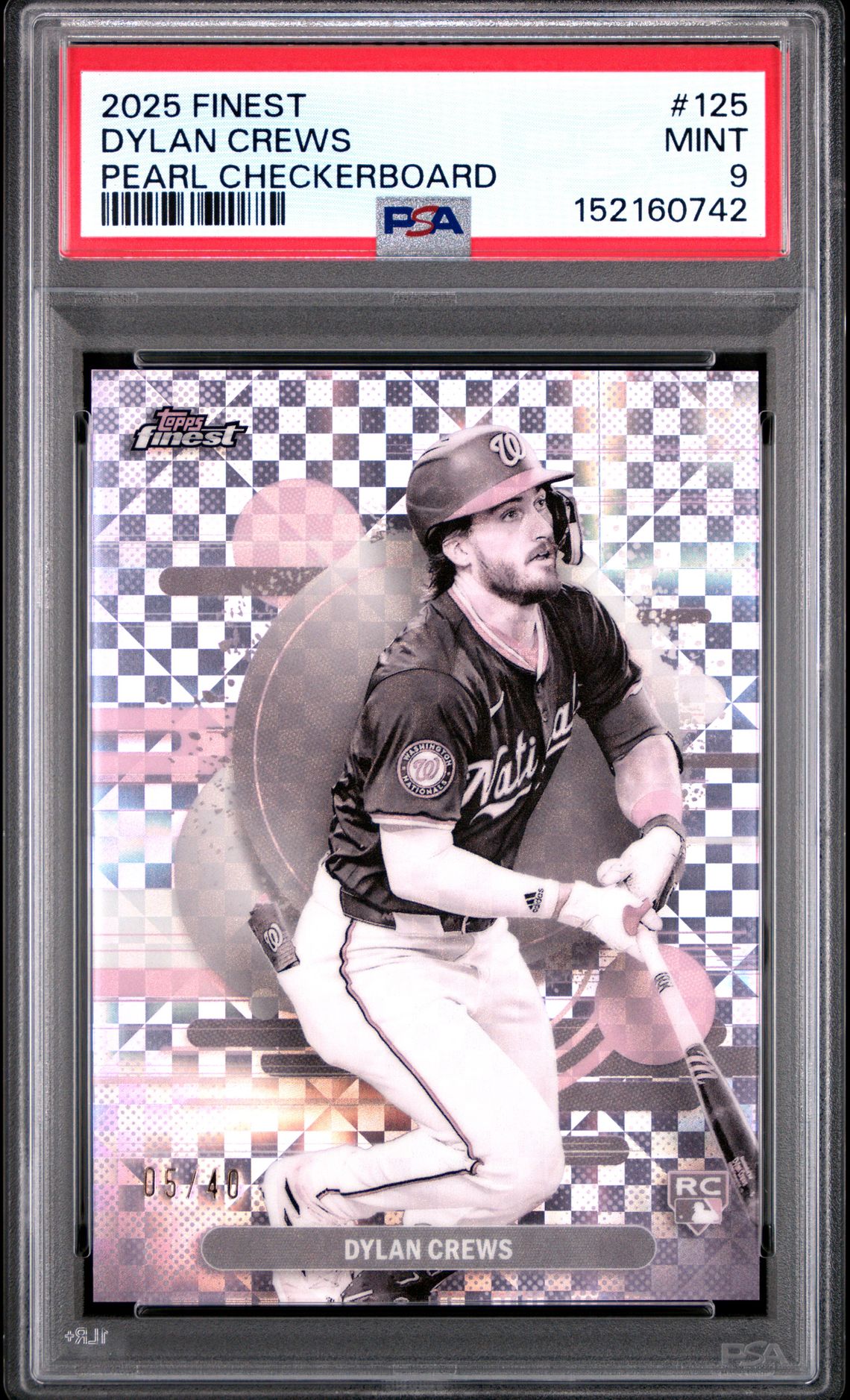 2025 Topps Finest Dylan Crews #125 (Pearl Checkerboard) Mint 9 front