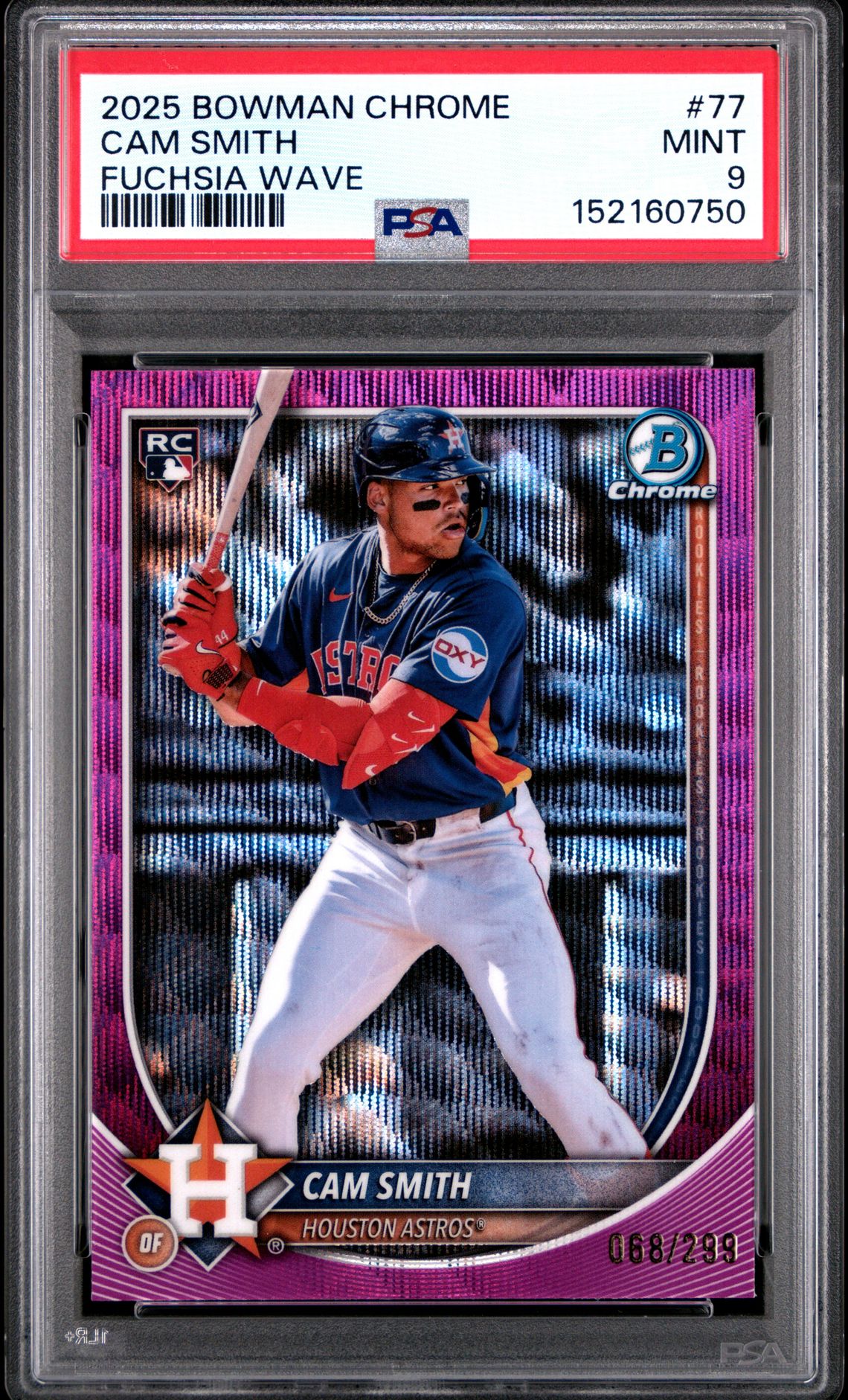 2025 Bowman Chrome Cam Smith #77 (Fuchsia Wave) Mint 9 front