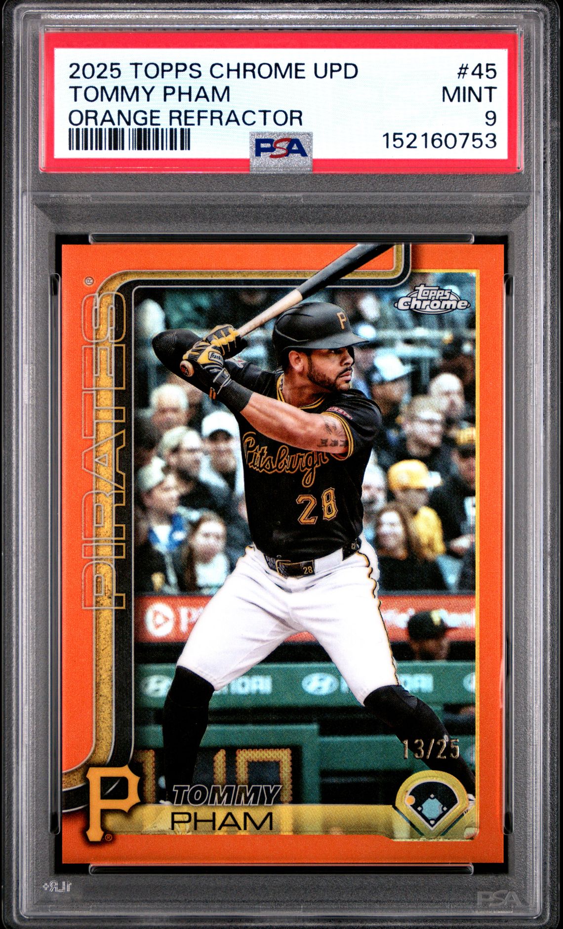 2025 Topps Chrome Update Tommy Pham #45 (Orange Refractor) Mint 9 front