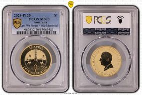 2024-P125 $1 Lest We Forget War Memorial MS70