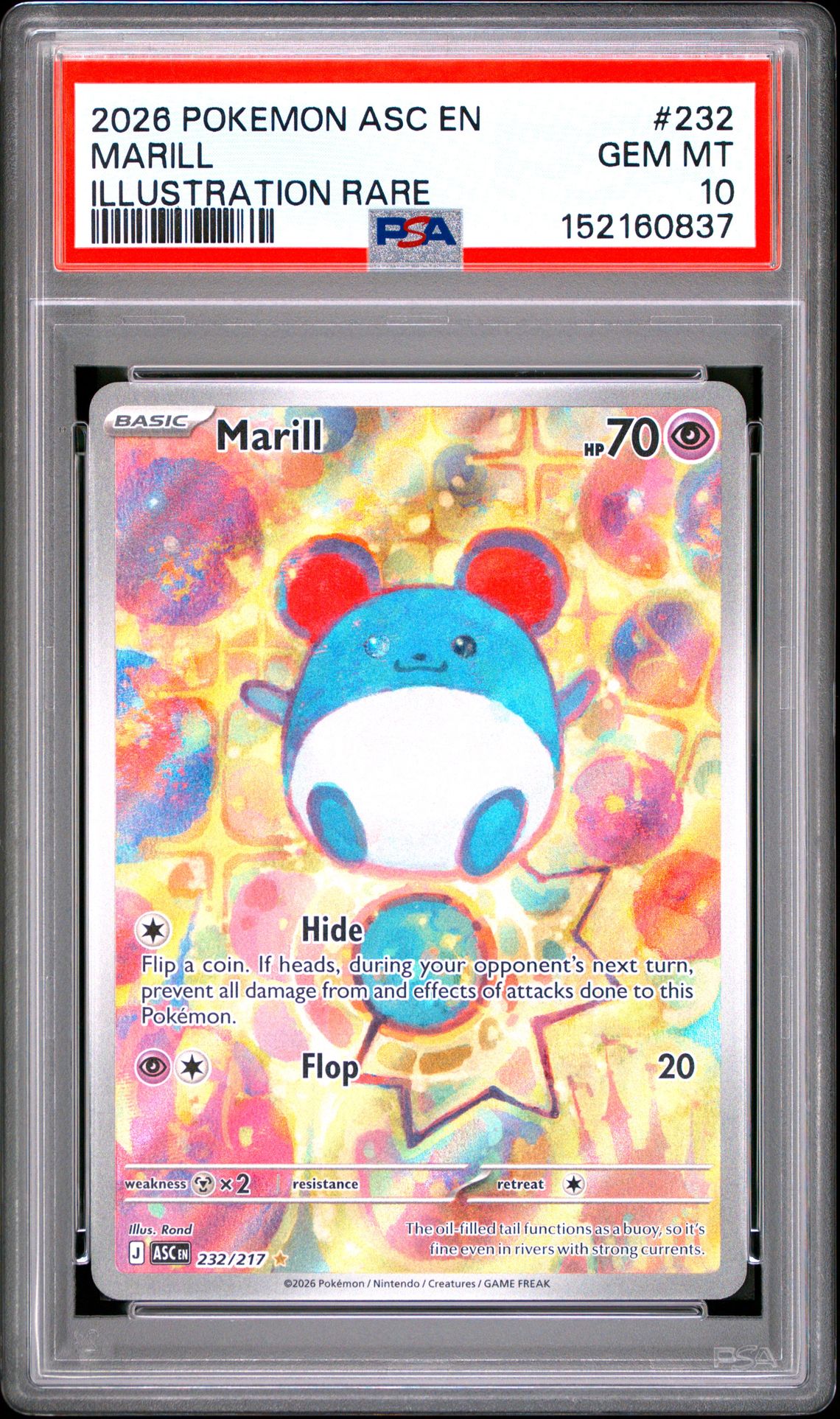 2026 Pokemon Asc En-Ascended Heroes Marill #232 (Illustration Rare) Gem Mt 10 front