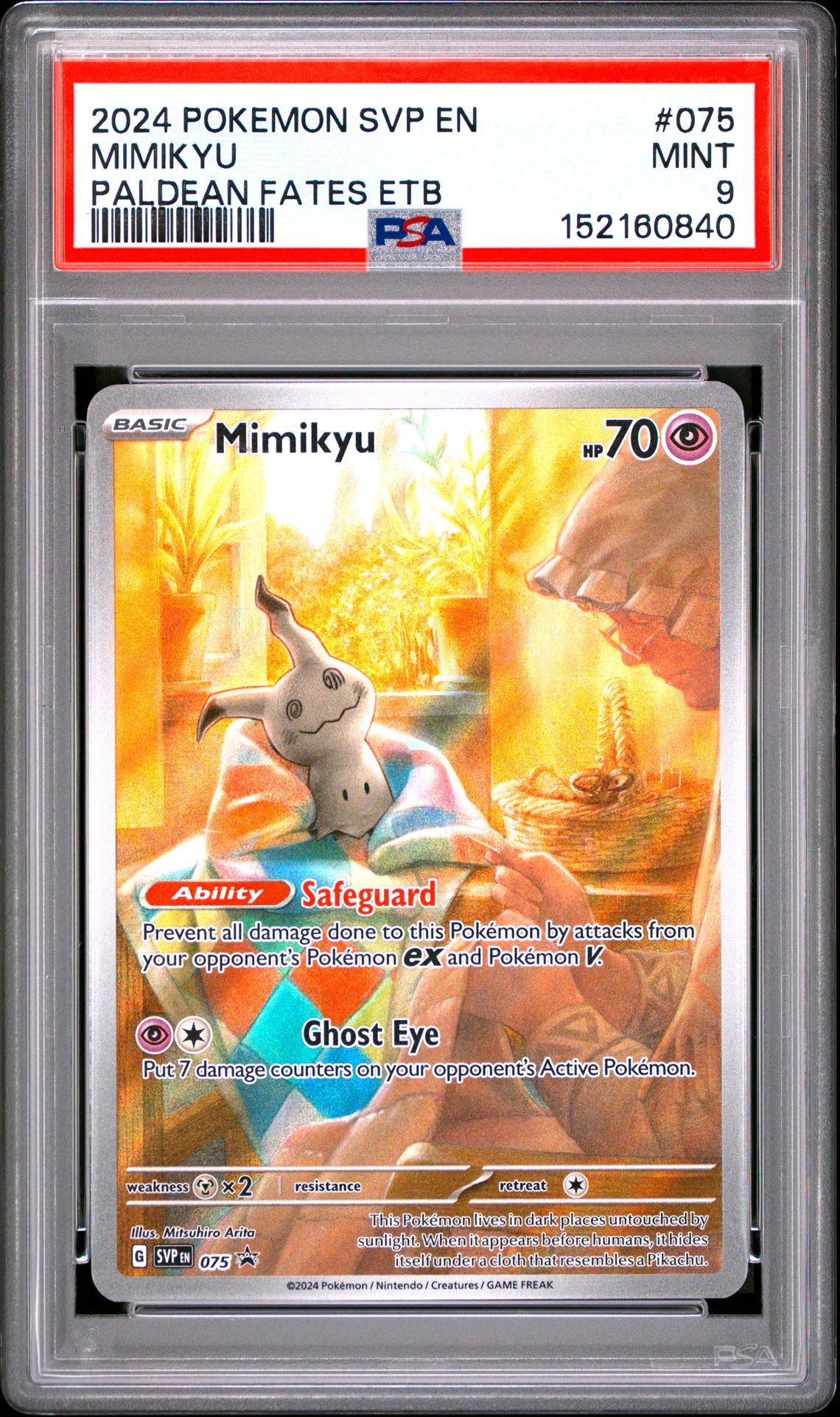 2024 Pokemon Svp En-Sv Black Star Promo Mimikyu #075 (Paldean Fates Etb) Mint 9 front