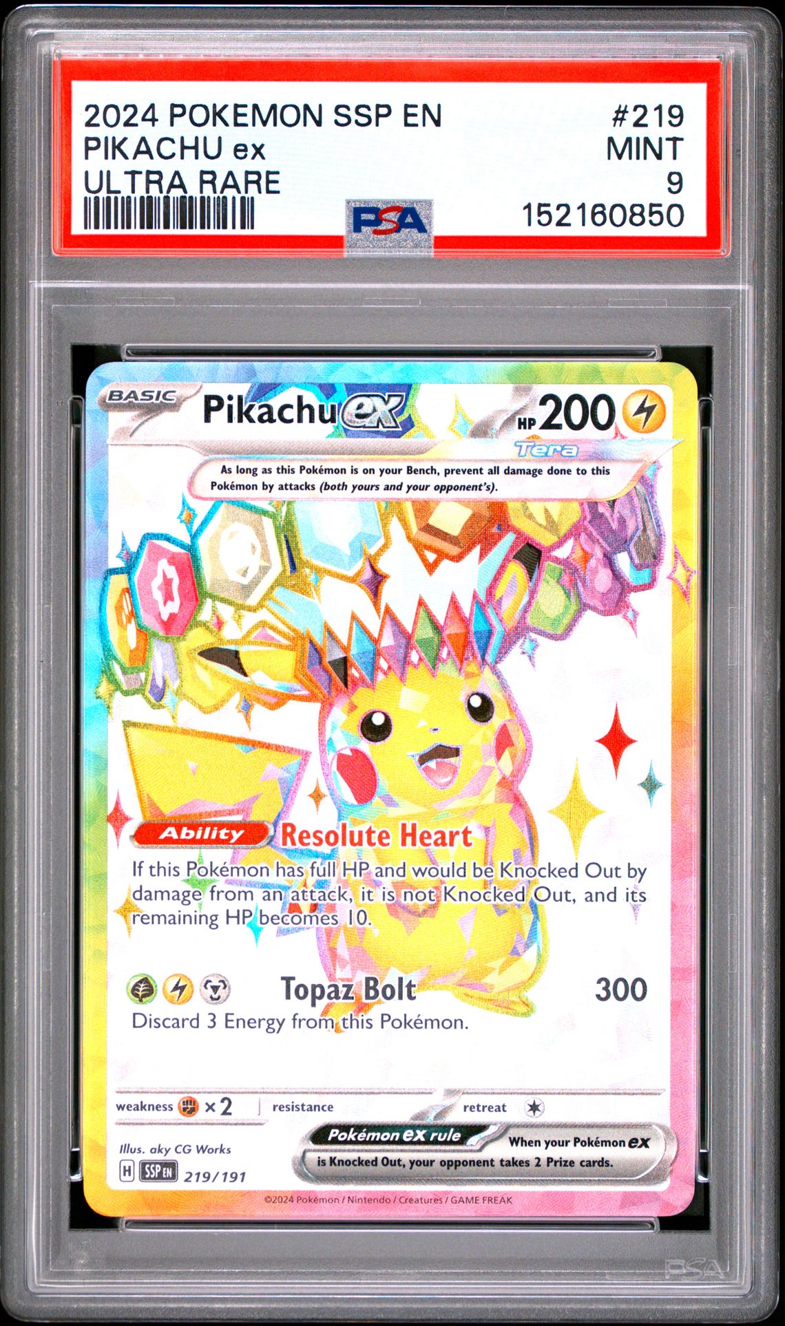 2024 Pokemon Ssp En-Surging Sparks Pikachu Ex #219 (Ultra Rare) Mint 9 front