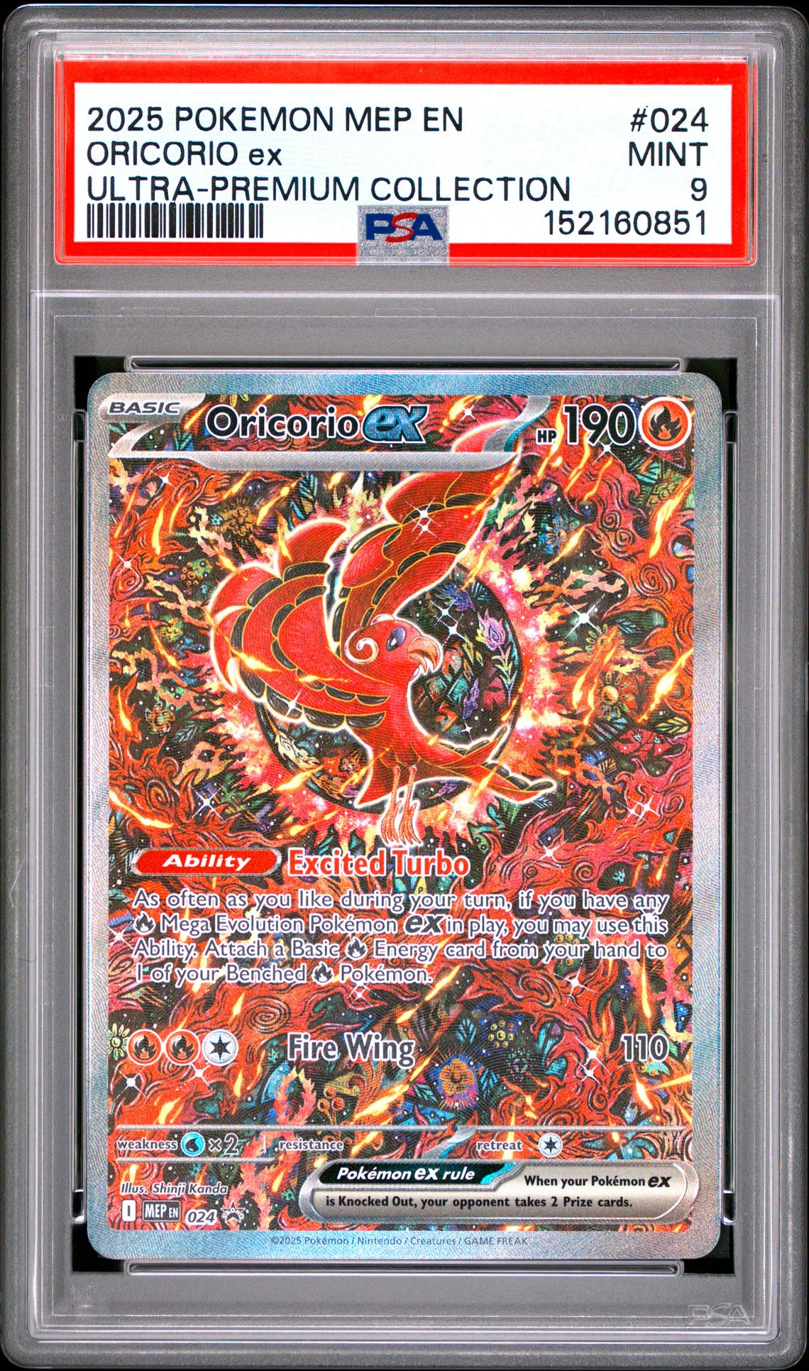 2025 Pokemon Mep En-Me Black Star Promo Oricorio Ex #024 (Ultra-Premium Collection) Mint 9 front