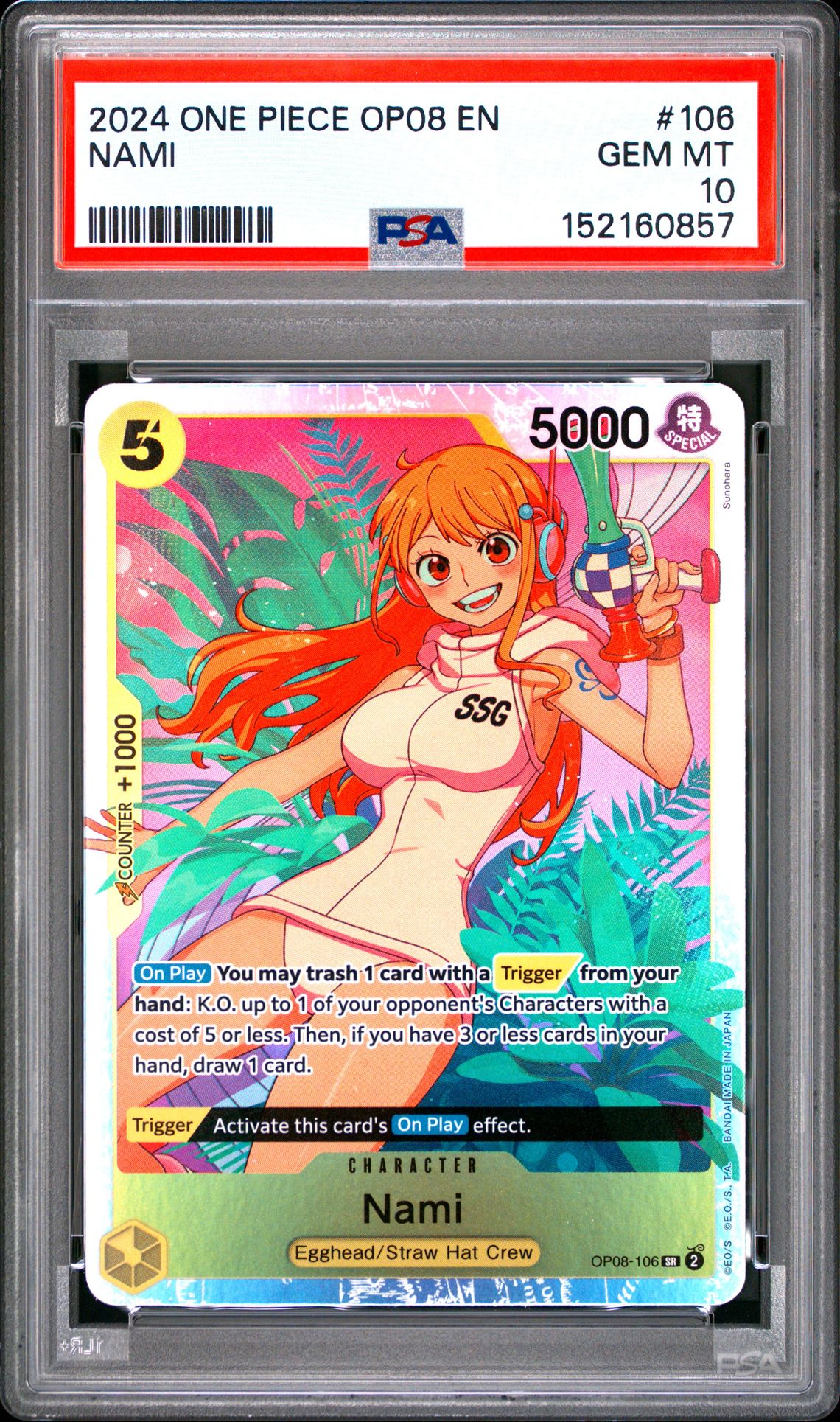 2024 One Piece Op08-Two Legends Nami #106 Gem Mt 10 front