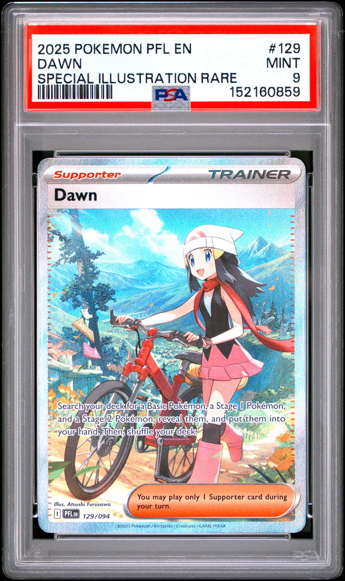 2025 Pokemon Pfl En-Phantasmal Flames Dawn #129 (Special Illustration Rare) Mint 9 front