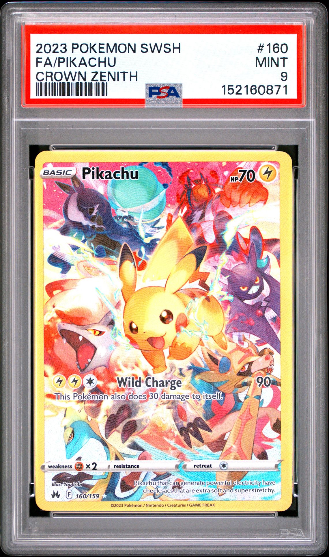 2023 Pokemon Sword And Shield Crown Zenith Fa/Pikachu #160 (Crown Zenith) Mint 9 front