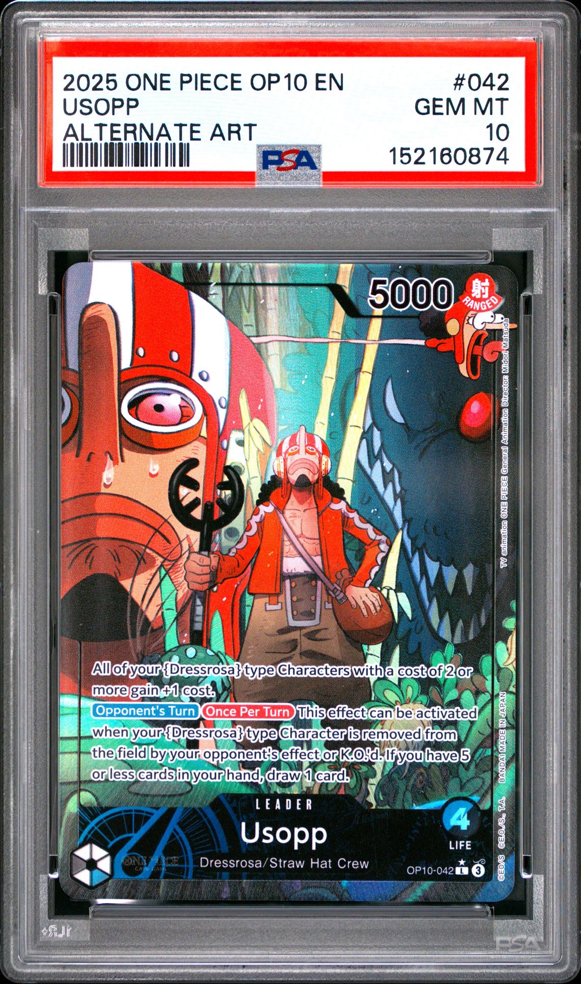 2025 One Piece Op10-Royal Blood Usopp #042 (Alternate Art) Gem Mt 10 front