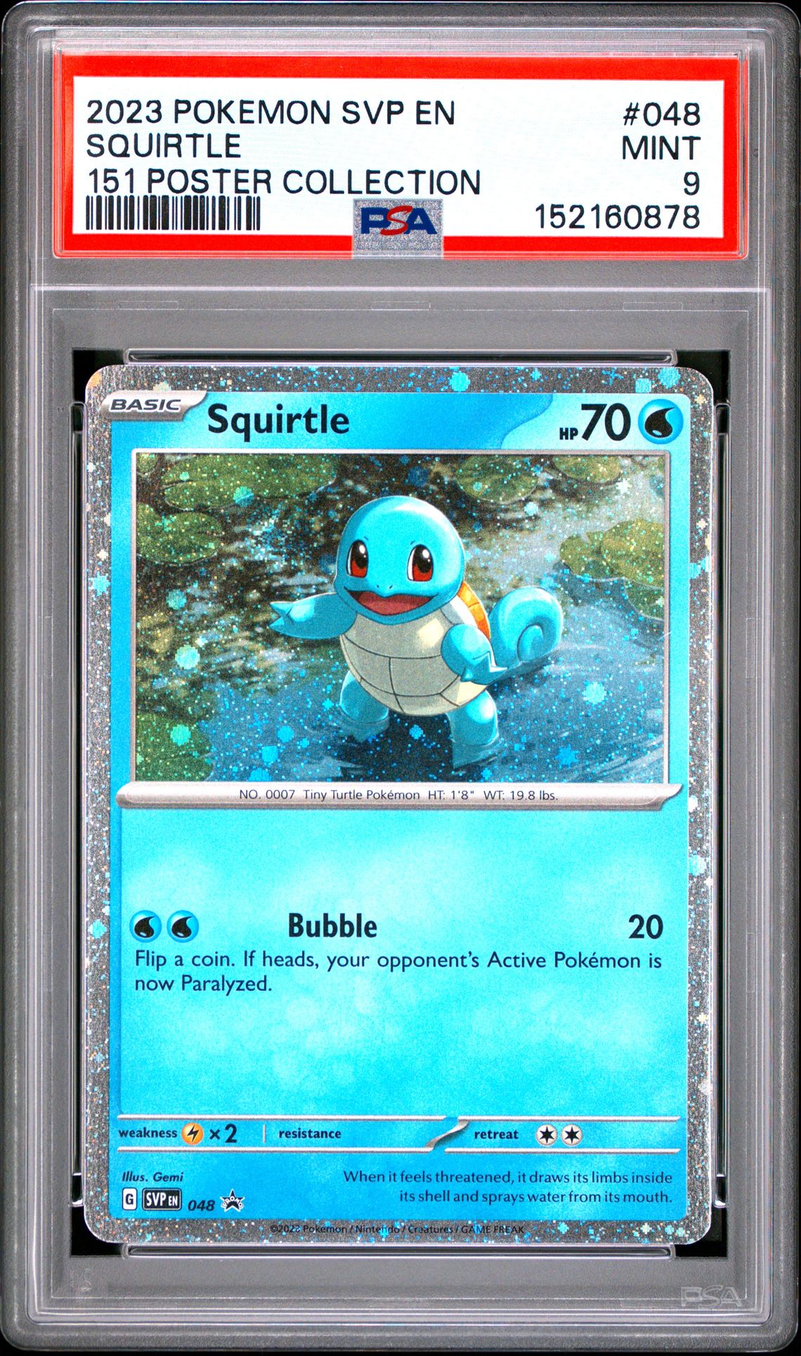 2023 Pokemon Svp En-Sv Black Star Promo Squirtle #048 (151 Poster Collection) Mint 9 front