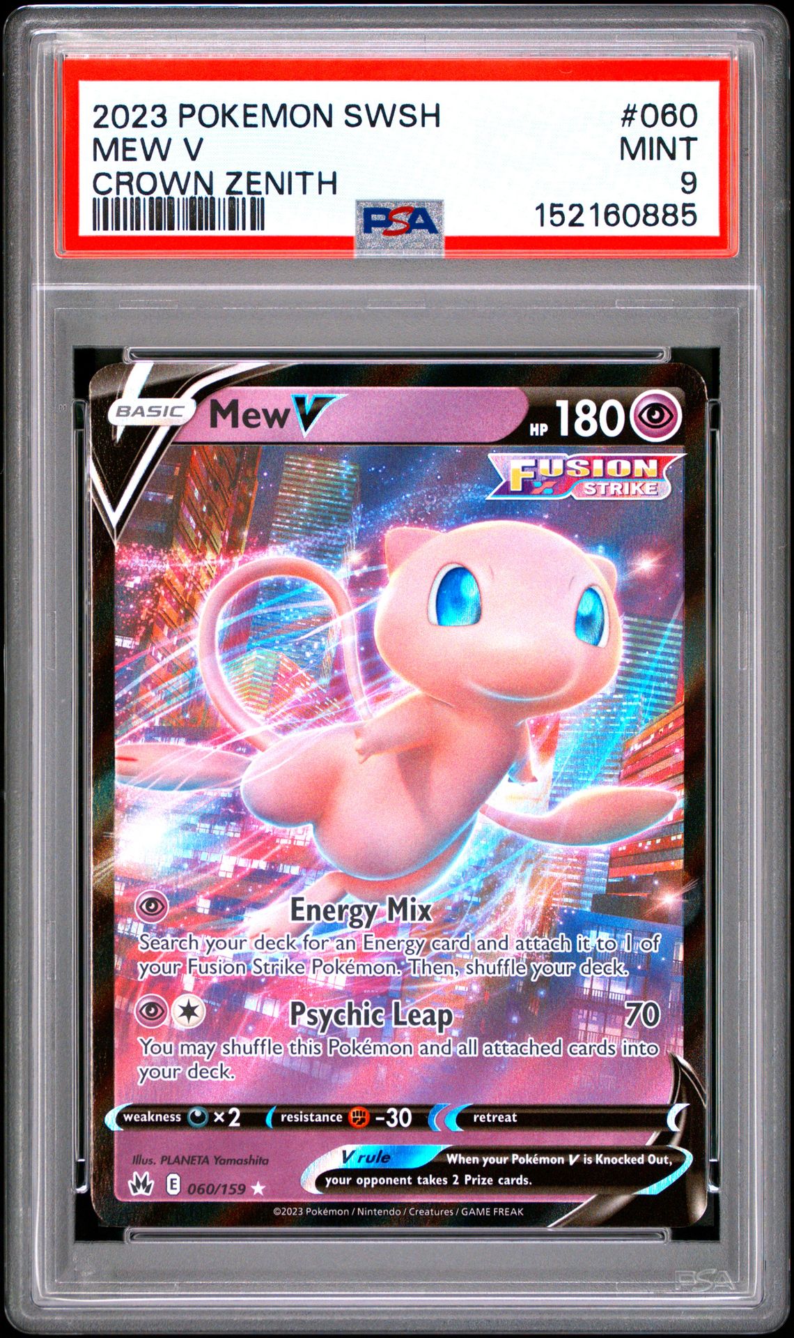 2023 Pokemon Sword And Shield Crown Zenith Mew V #060 (Crown Zenith) Mint 9 front