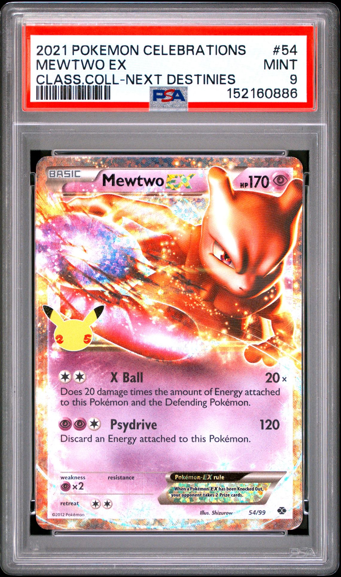 2021 Pokemon Celebrations Classic Collection Mewtwo Ex #54 (Class.coll-Next Destinies) Mint 9 front