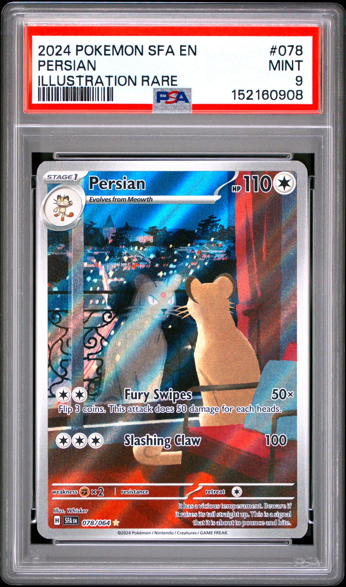 2024 Pokemon Sfa En-Shrouded Fable Persian #078 (Illustration Rare) Mint 9 front