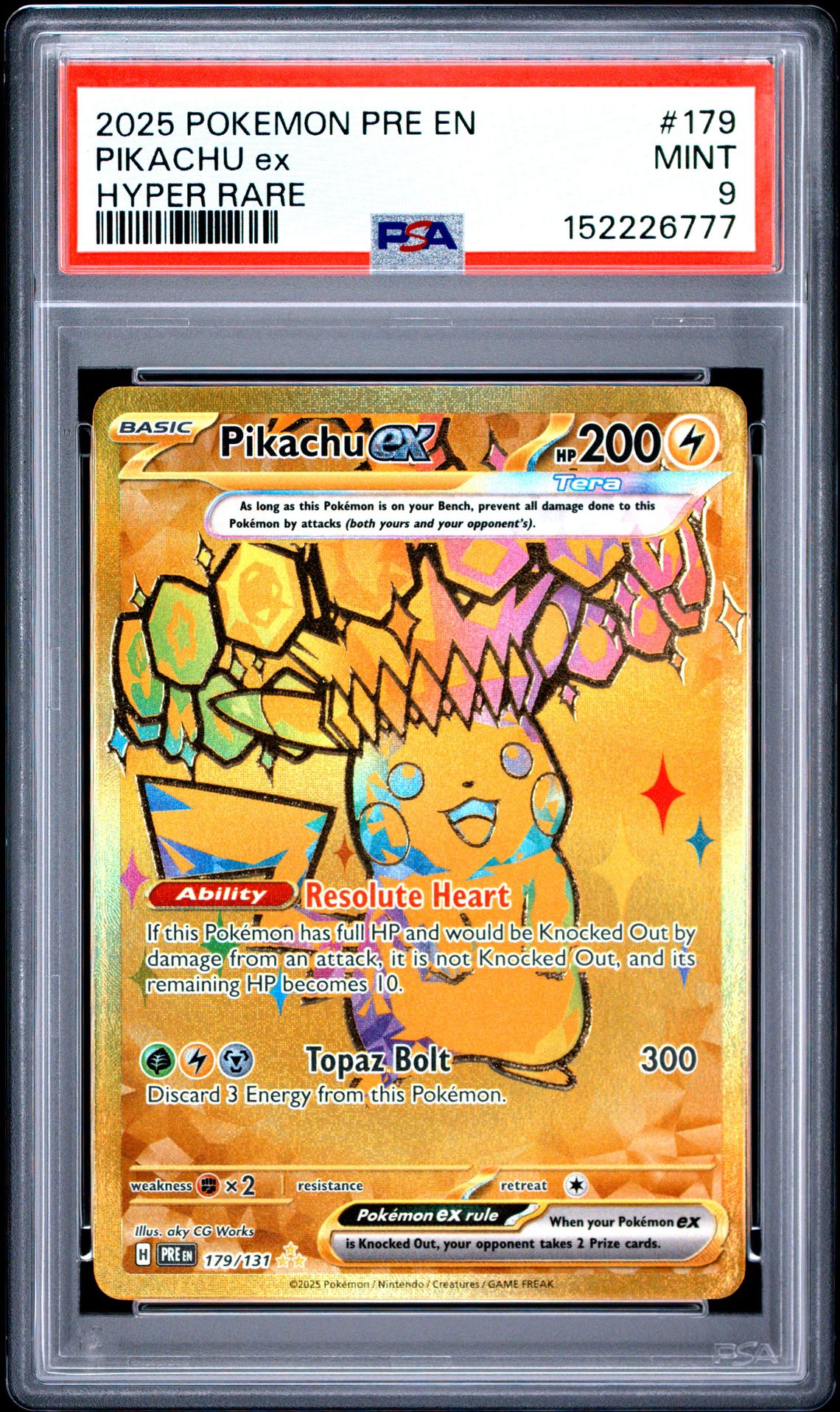 2025 Pokemon Pre En-Prismatic Evolutions Pikachu Ex #179 (Hyper Rare) Mint 9 front