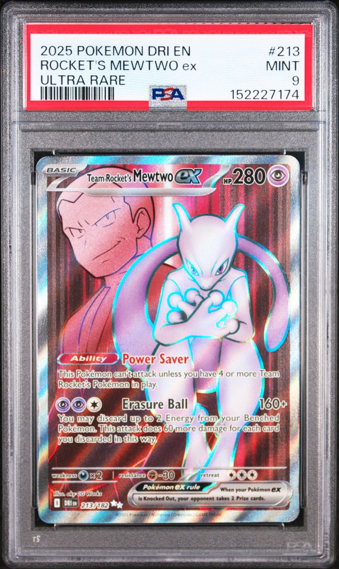2025 Pokemon Dri En-Destined Rivals Rocket's Mewtwo Ex #213 (Ultra Rare) Mint 9 front