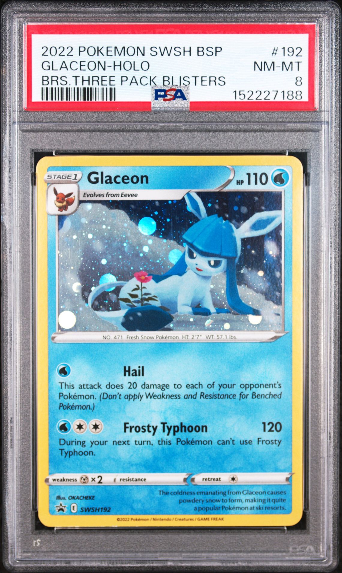 2022 Pokemon Swsh Black Star Promo Glaceon-Holo #192 (Brs.three Pack Blisters) Nm-Mt 8 front