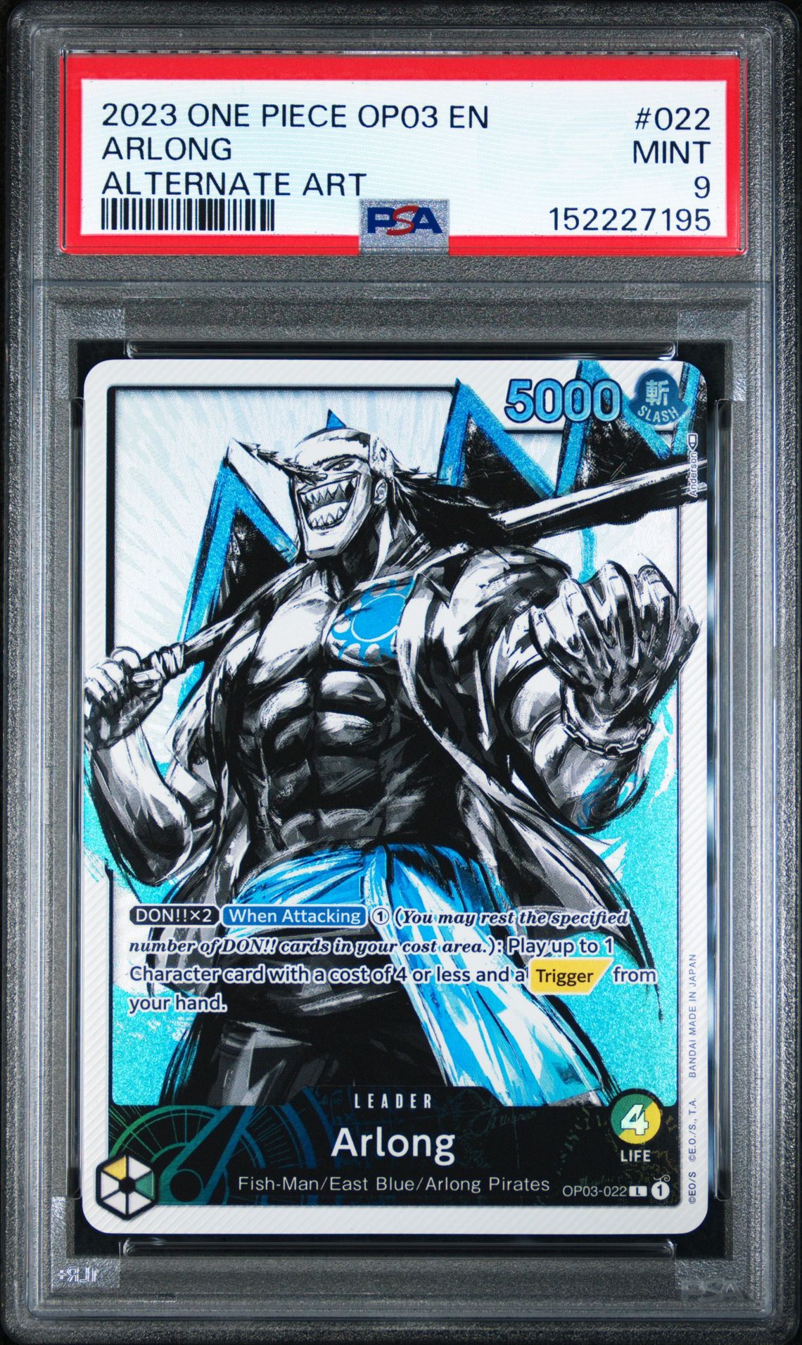 2023 One Piece Op03-Pillars Of Strength Arlong #022 (Alternate Art) Mint 9 front