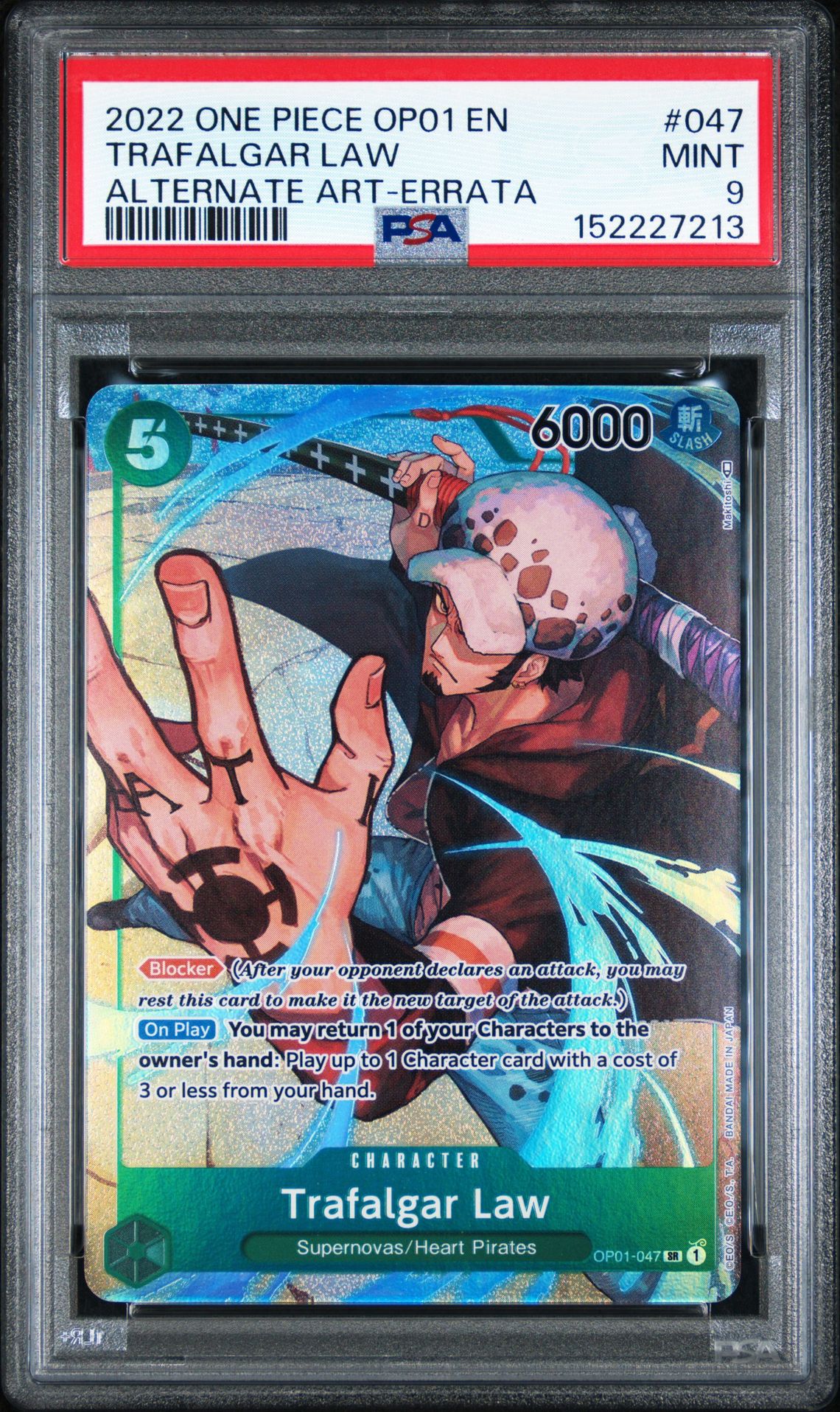 2022 One Piece Op01-Romance Dawn Trafalgar Law #047 (Alternate Art-Errata) Mint 9 front