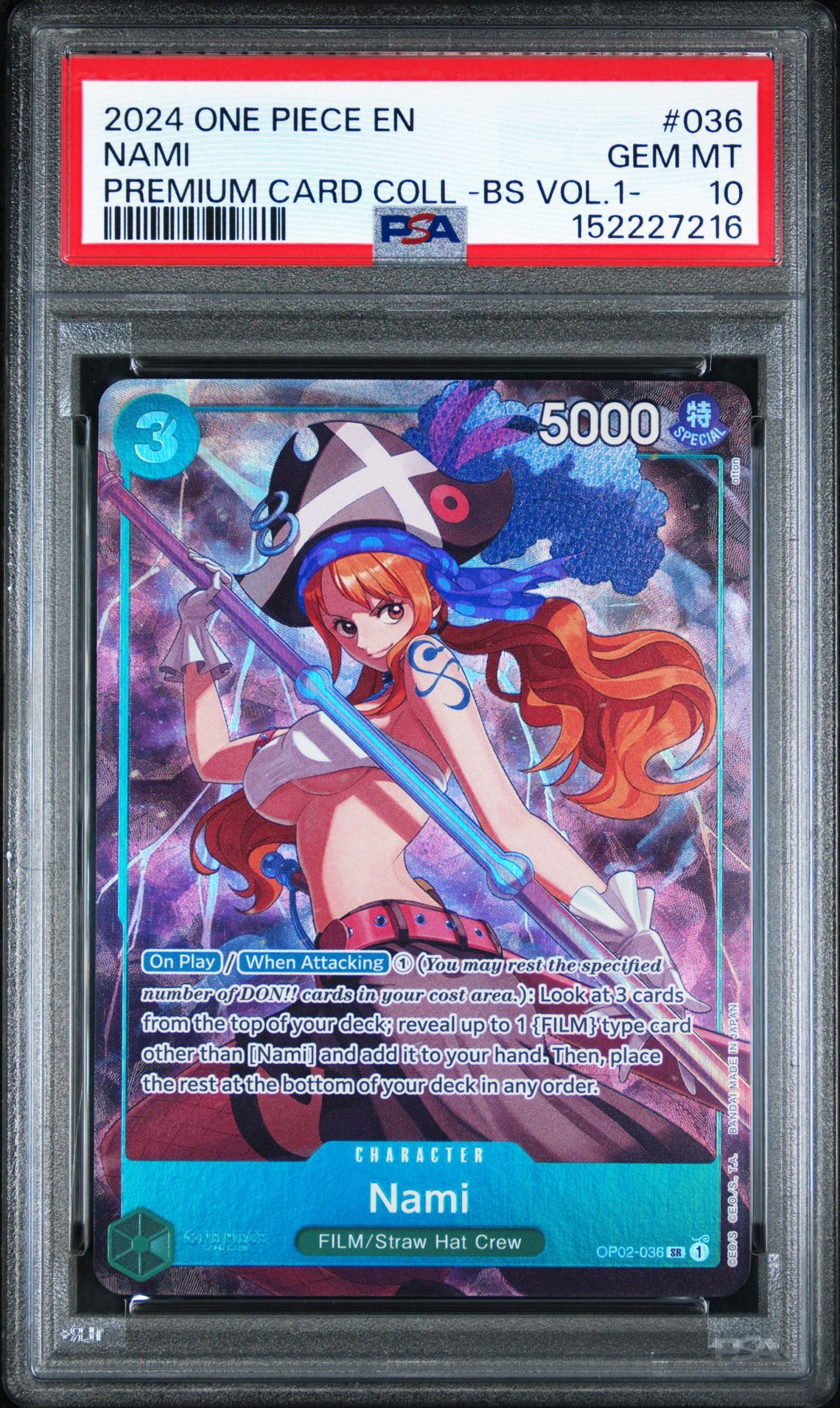 2024 One Piece Premium Card Collection -Best Selection Vol.1- Nami #036 Gem Mt 10 front