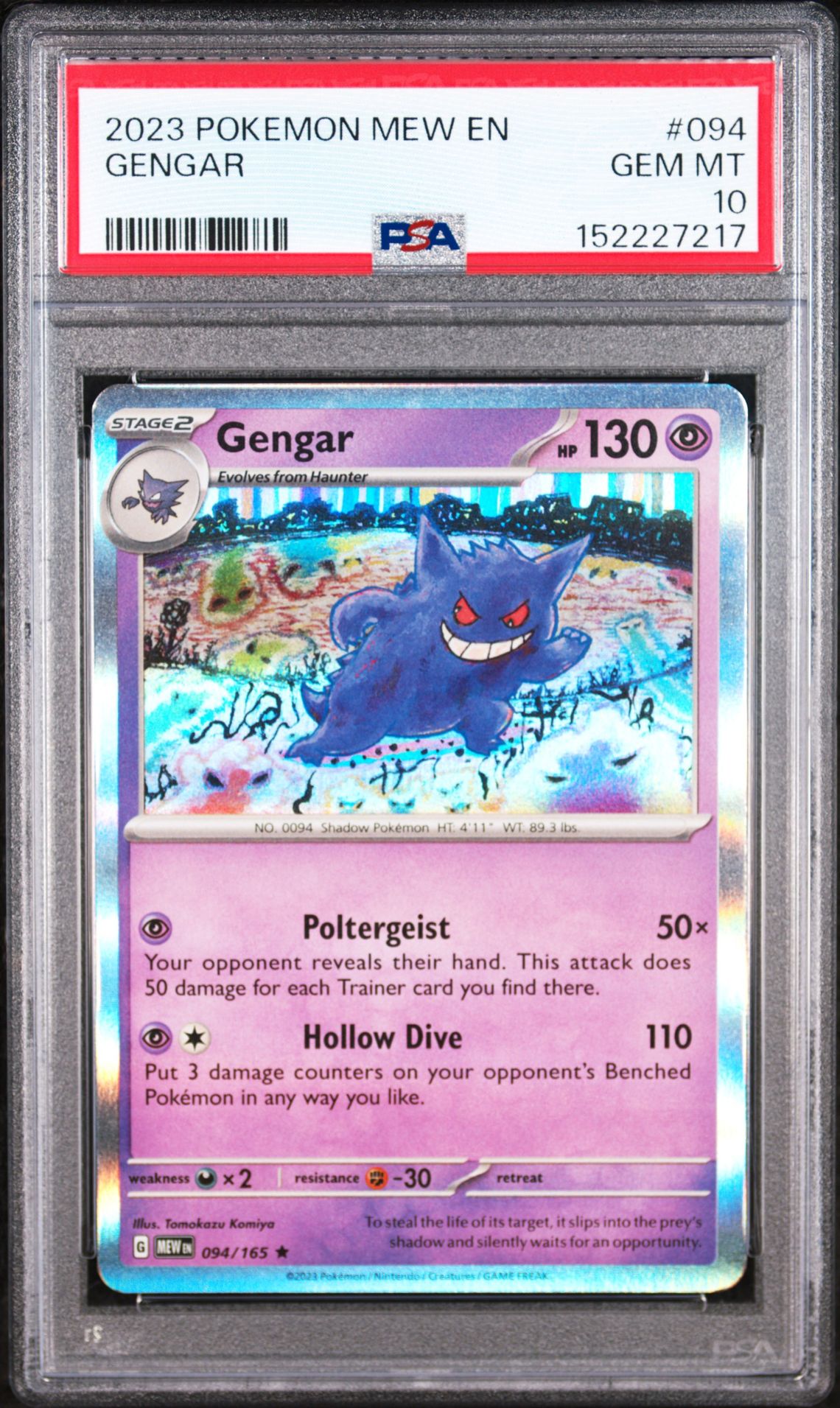 2023 Pokemon Mew En-151 Gengar #094 Gem Mt 10 front view - PSA graded GEM MT 10