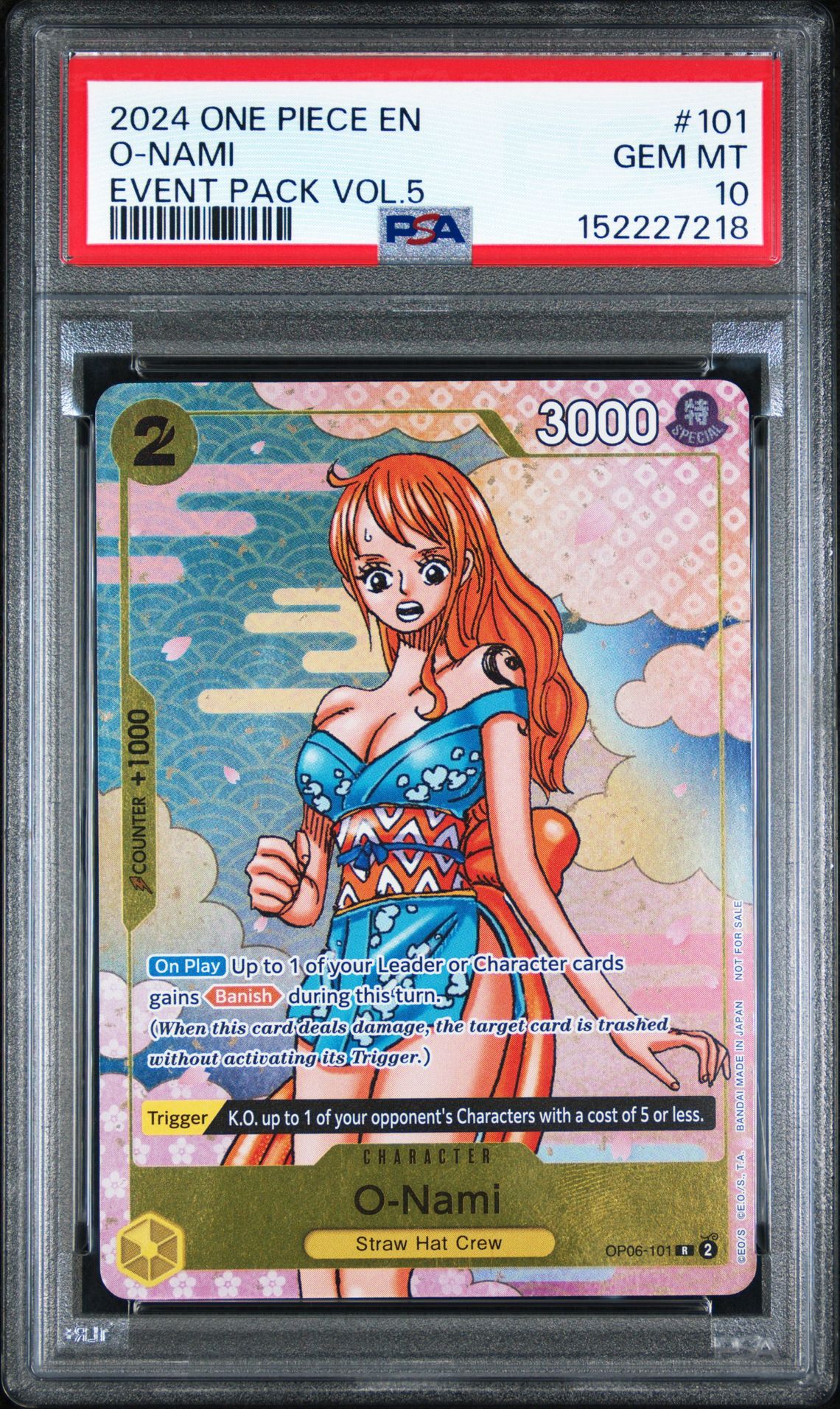 2024 One Piece Event Pack Vol.5 O-Nami #101 Gem Mt 10 front