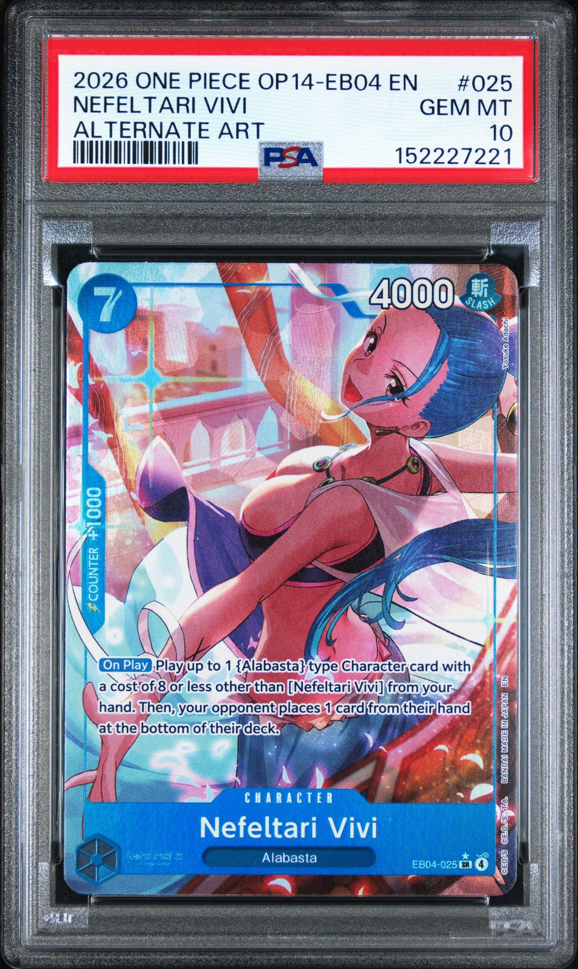2026 One Piece Op14-Eb04-The Azure Sea's Seven Nefeltari Vivi #025 (Alternate Art) Gem Mt 10 front