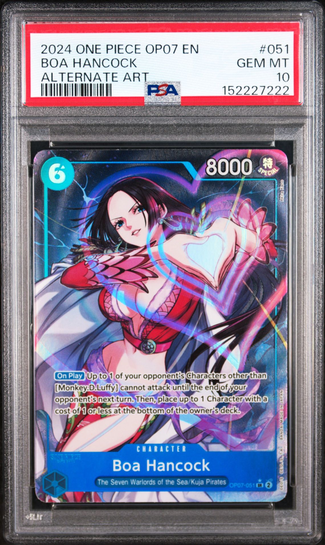 2024 One Piece Op07-500 Years In The Future Boa Hancock #051 (Alternate Art) Gem Mt 10 front view - PSA graded GEM MT 10