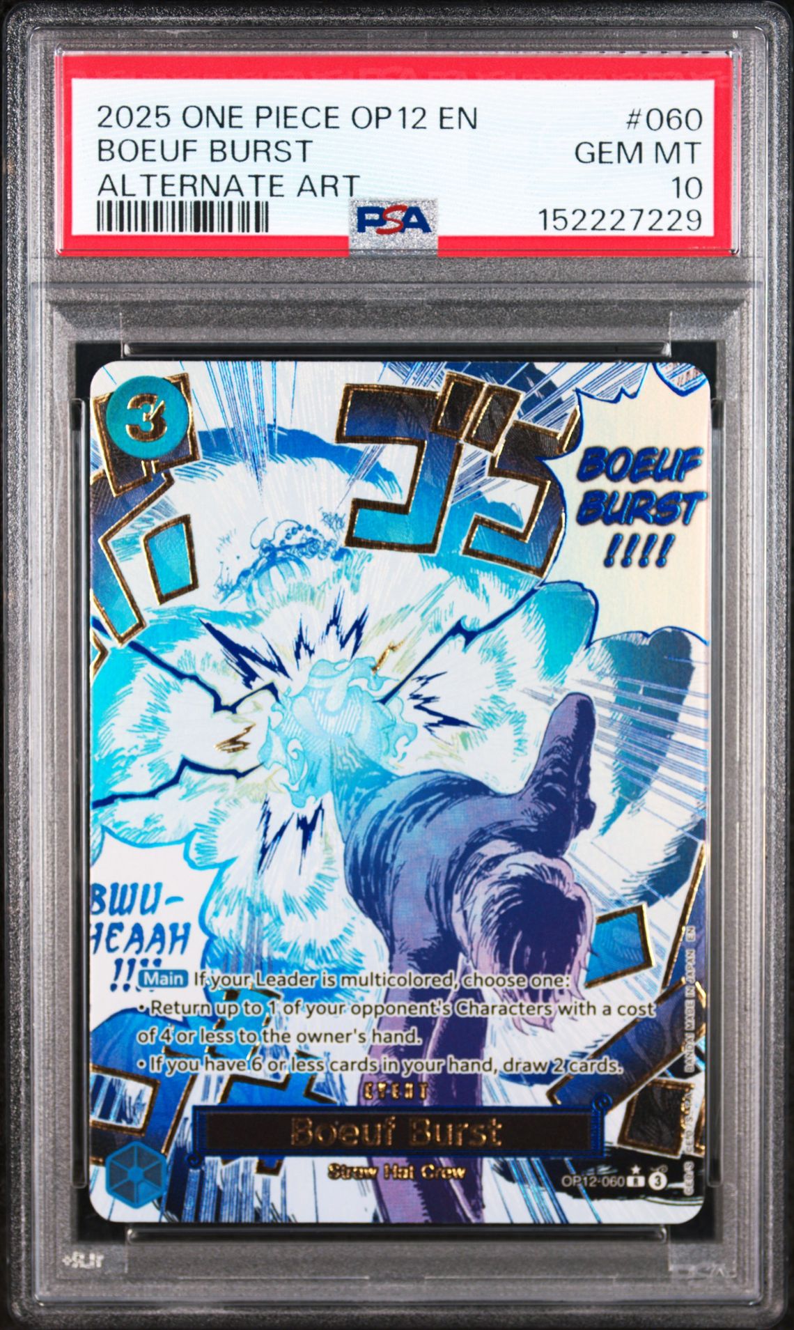 2025 One Piece Op12-Legacy Of The Master Boeuf Burst #060 (Alternate Art) Gem Mt 10 front