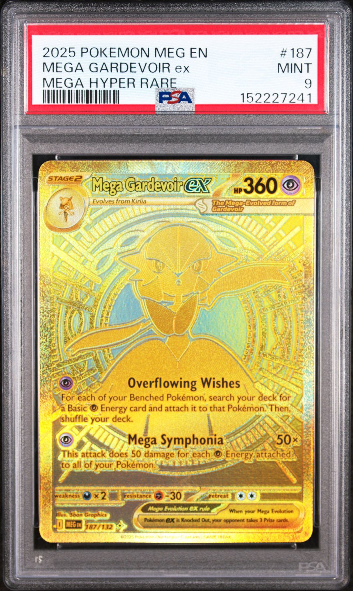 2025 Pokemon Meg En-Mega Evolution Mega Gardevoir Ex #187 (Mega Hyper Rare) Mint 9 front