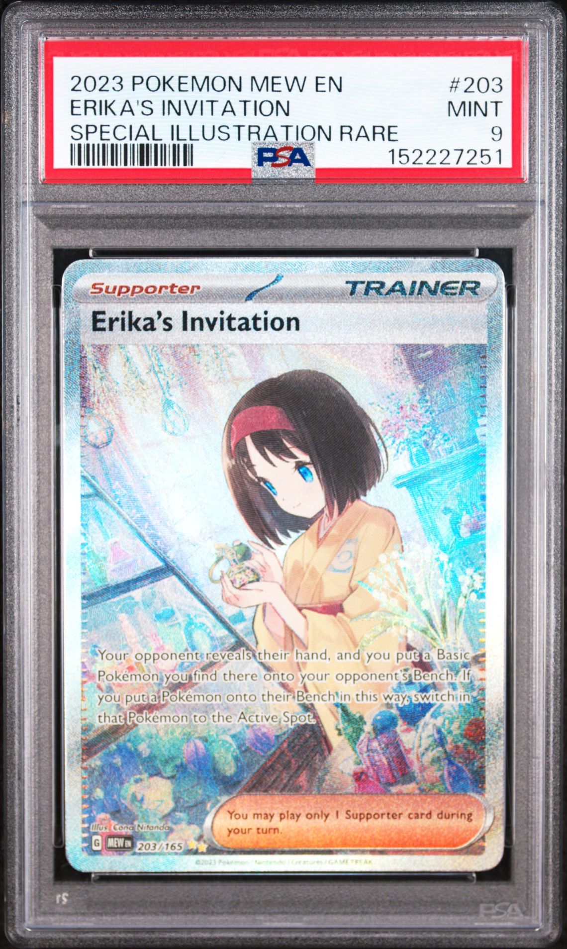 2023 Pokemon Mew En-151 Erika's Invitation #203 (Special Illustration Rare) Mint 9 front