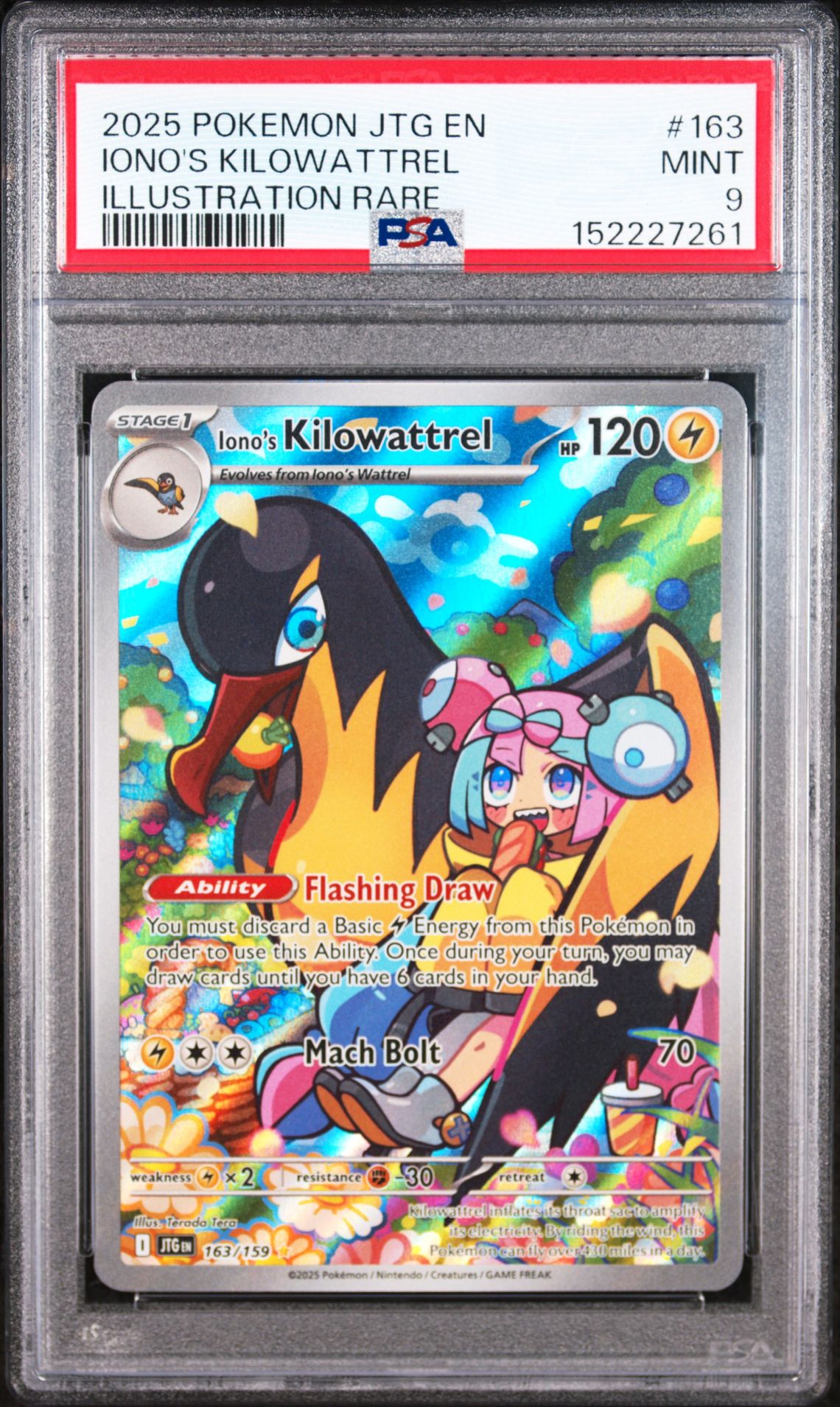 2025 Pokemon Jtg En-Journey Together Iono's Kilowattrel #163 (Illustration Rare) Mint 9 front