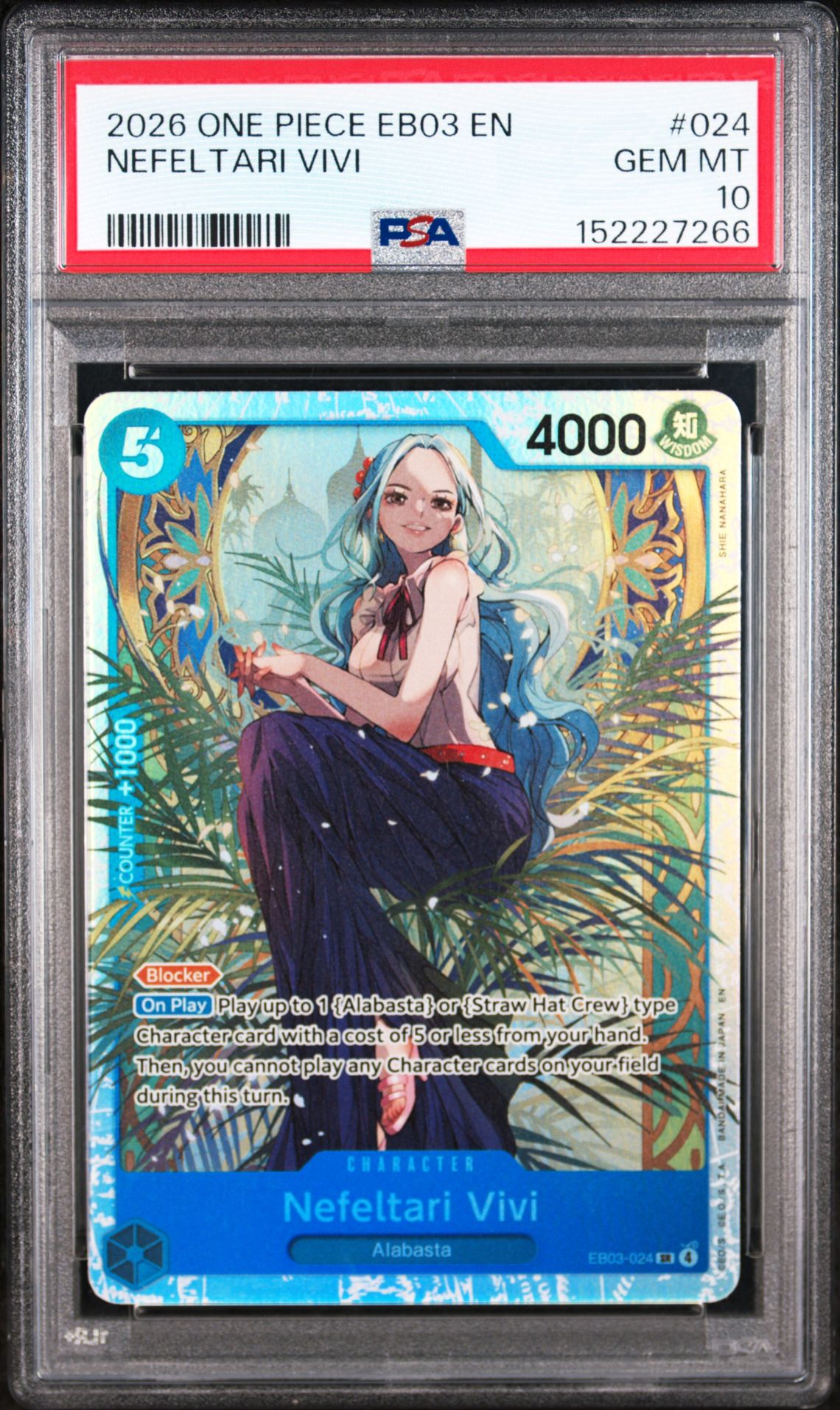 2026 One Piece Eb03-Extra Booster -One Piece Heroines Edition- Nefeltari Vivi #024 Gem Mt 10 front