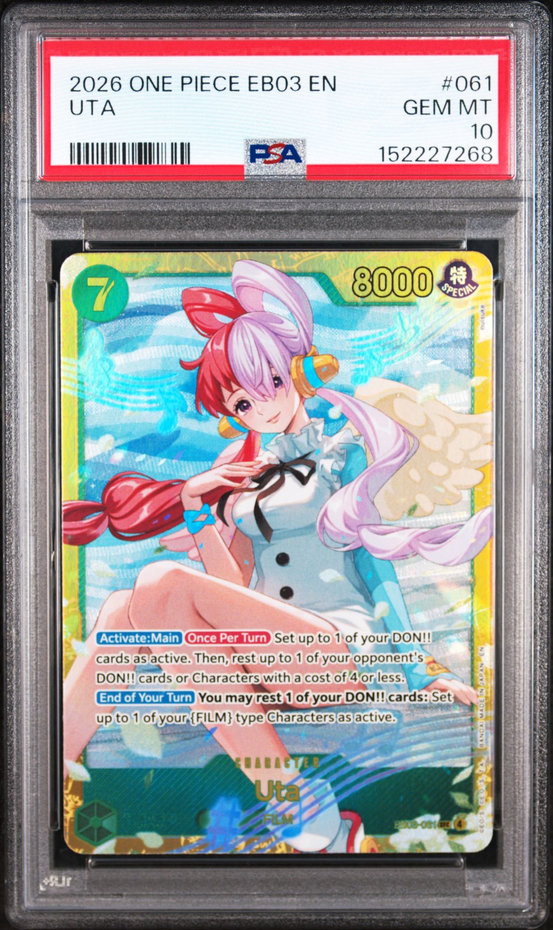 2026 One Piece Eb03-Extra Booster -One Piece Heroines Edition- Uta #061 Gem Mt 10 front view - PSA graded GEM MT 10