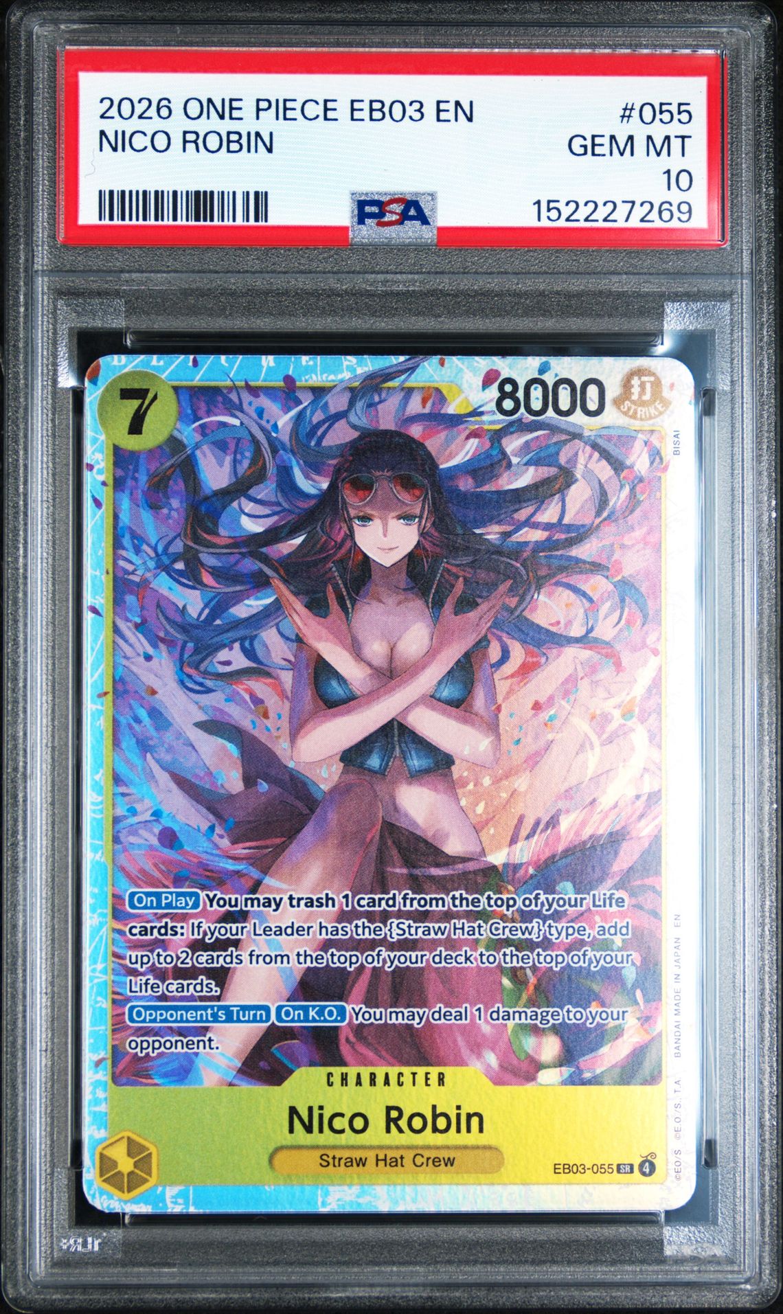2026 ONE PIECE EB03-EXTRA BOOSTER -ONE PIECE HEROINES EDITION- NICO ROBIN  055 GEM MT 10 front