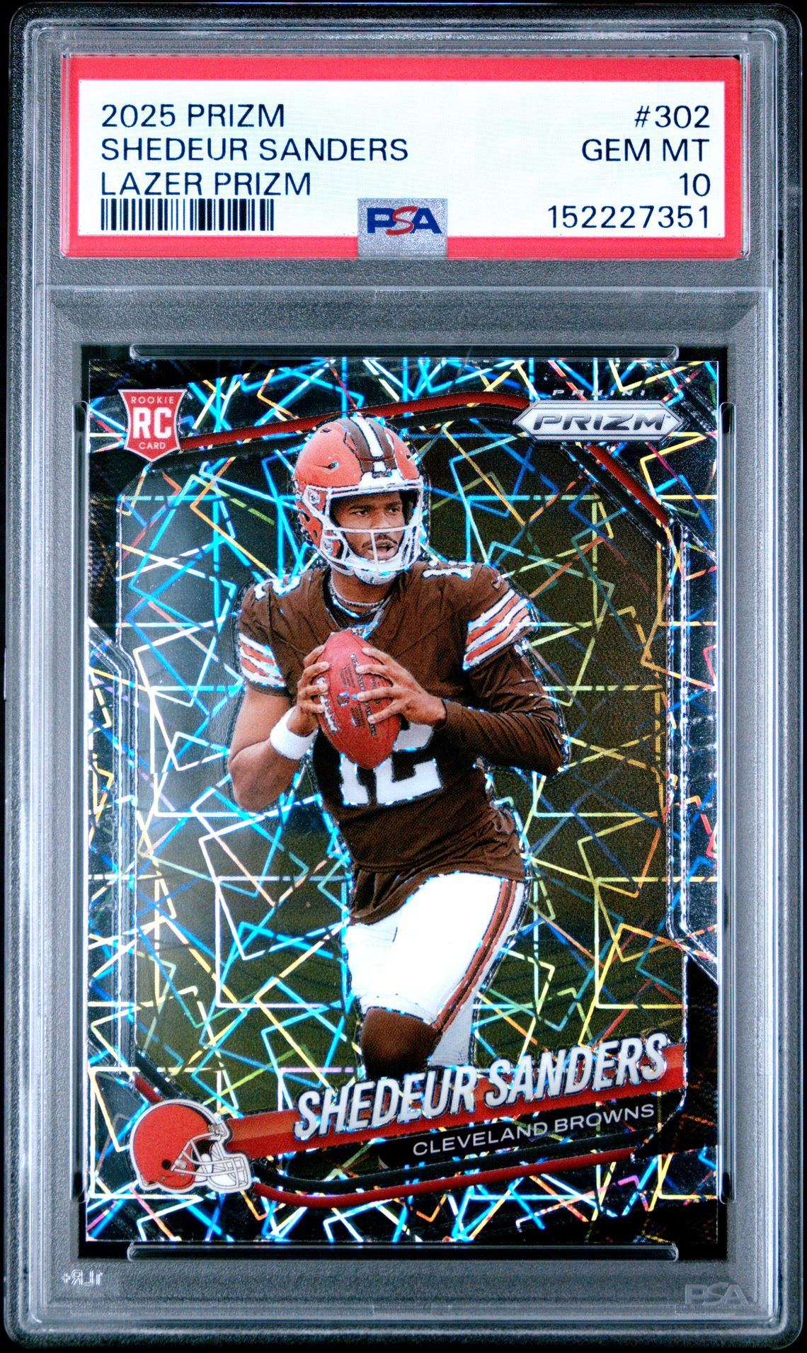 2025 Panini Prizm Shedeur Sanders #302 (Lazer Prizm) Gem Mt 10 front