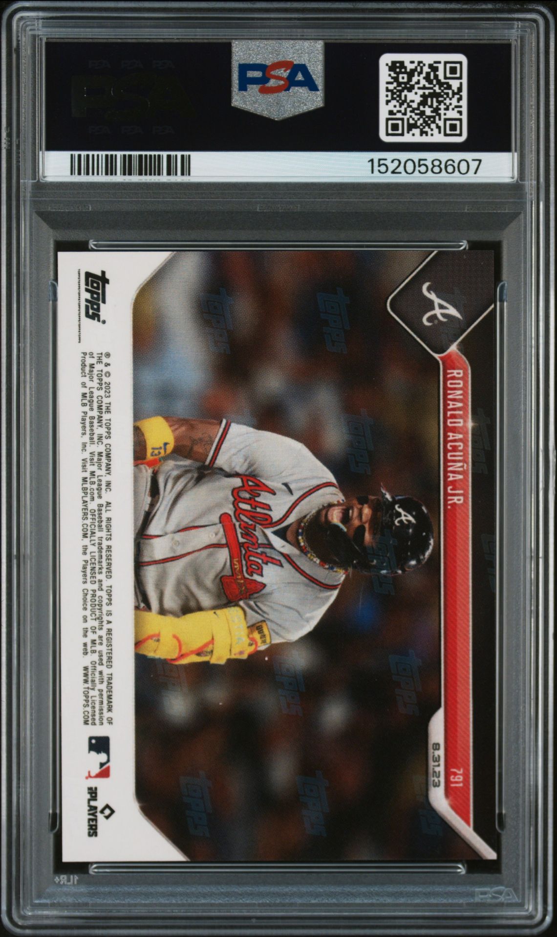 2023 Topps Now Ronald Acuna Jr. #791 Gem Mt 10 back view - PSA certificate #152058607