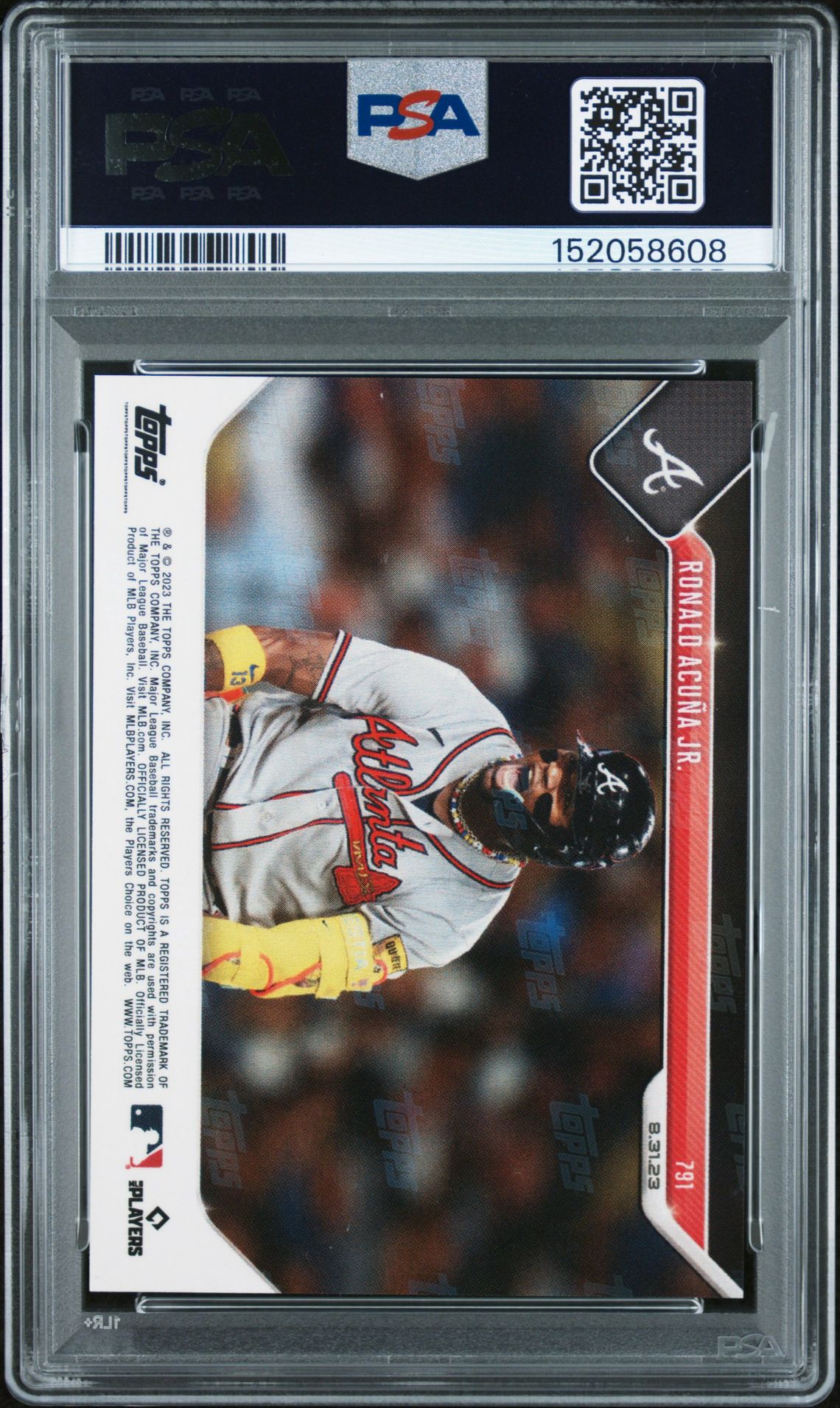 2023 Topps Now Ronald Acuna Jr. #791 Gem Mt 10 back view - PSA certificate #152058608